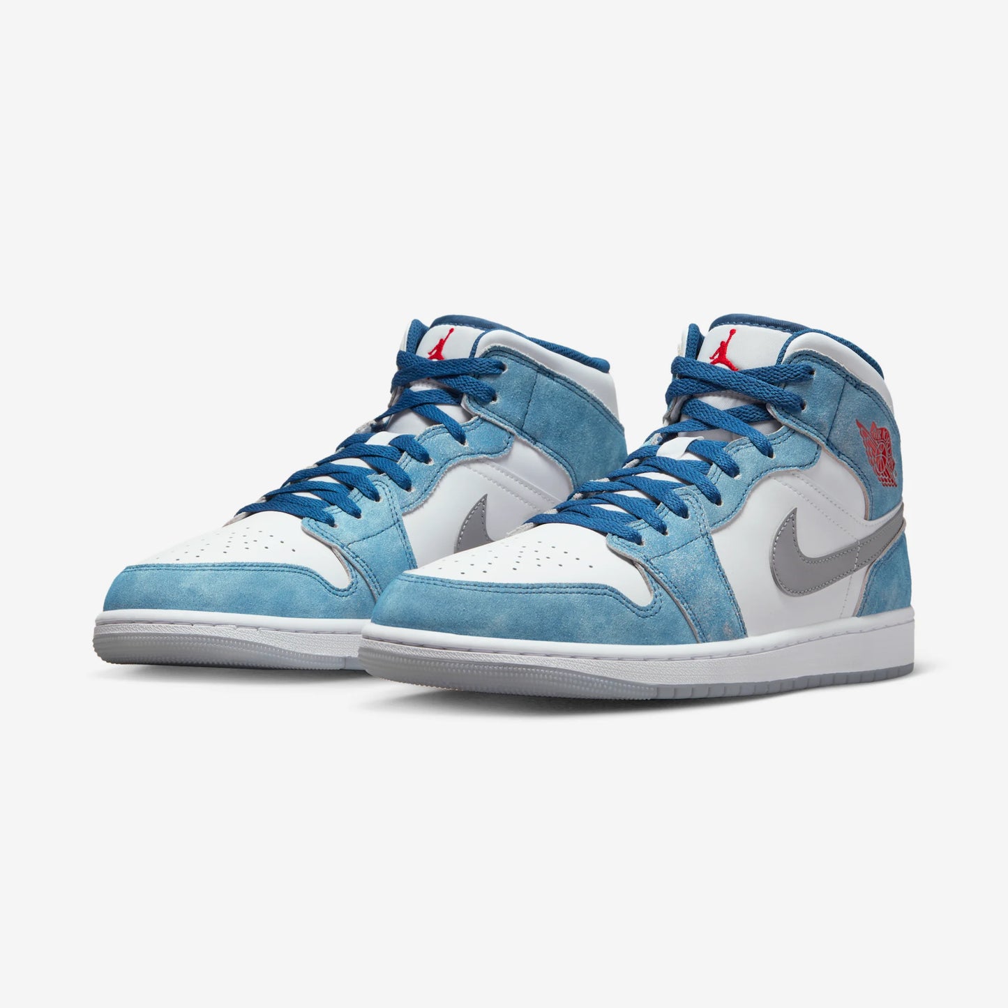 Jordan 1 Mid French Blue Fire Red