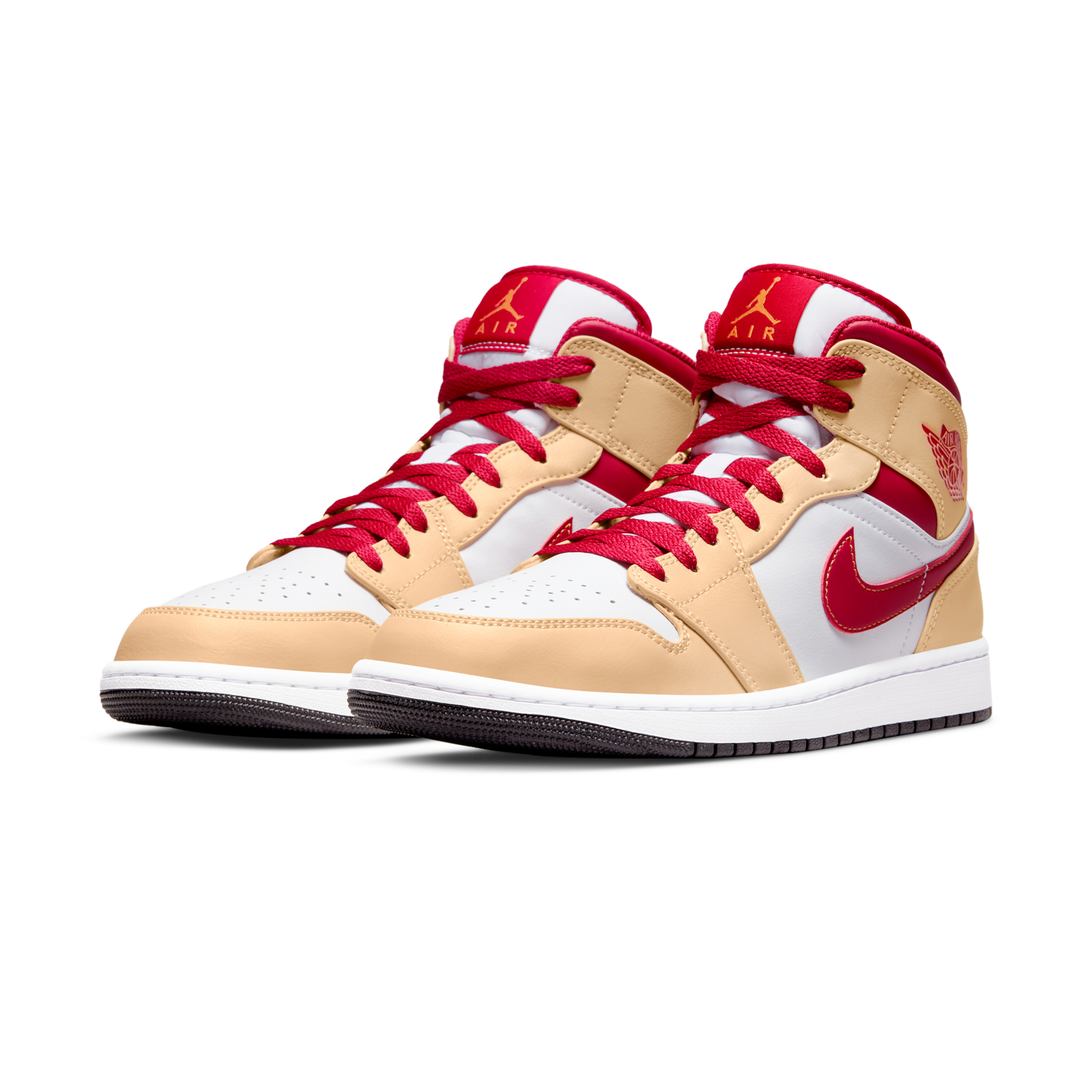 Jordan 1 Mid Light Curry Cardinal