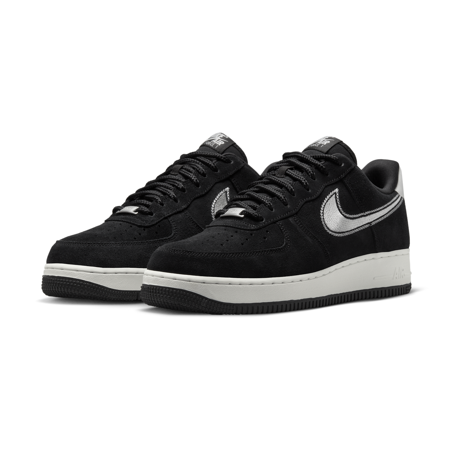 Nike Air Force 1 Low '07 LV8 Black Sail Embroidered Swoosh