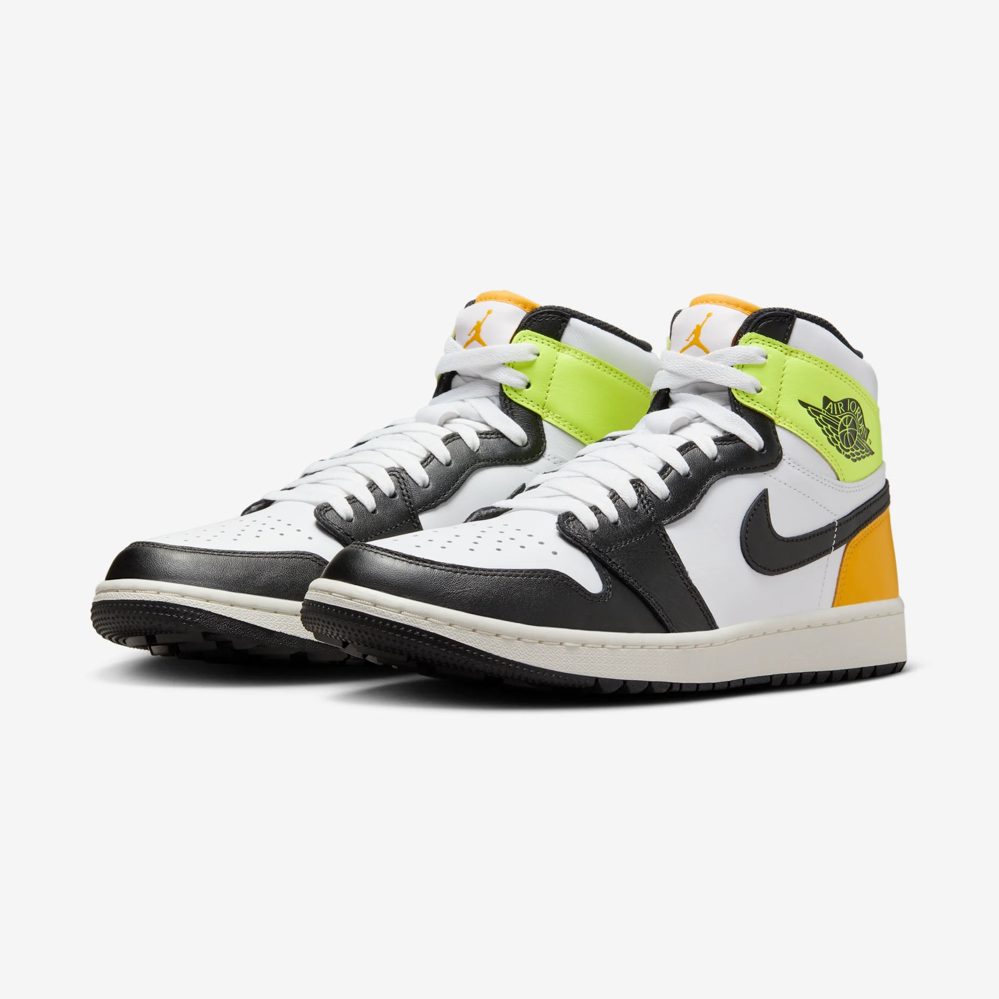 Jordan 1 Retro High Golf White University Gold Volt Black