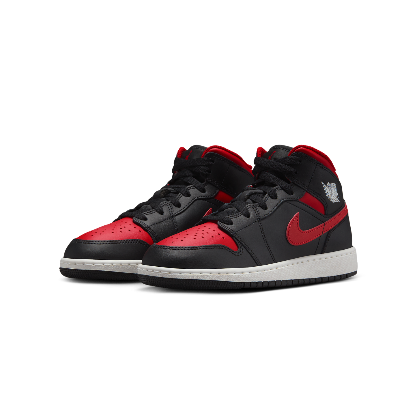 Jordan 1 Mid Black Summit White Varsity Red (GS)
