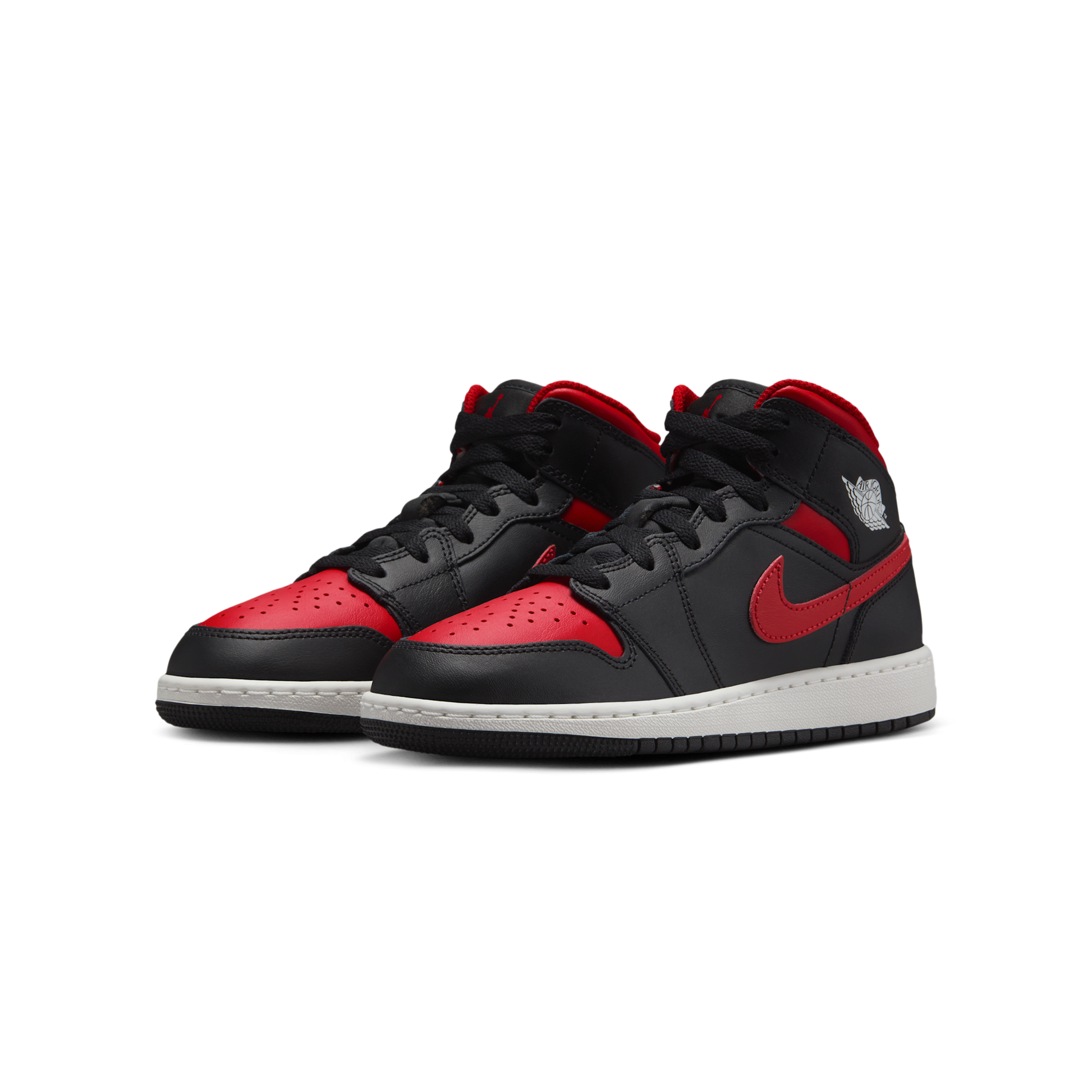 Jordan 1 Mid Black Summit White Varsity Red (GS)