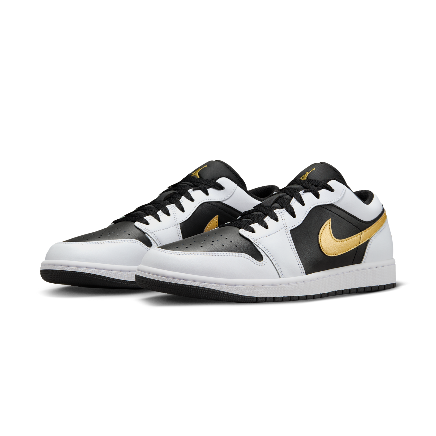 Jordan 1 Low White Black Metallic Gold Swoosh
