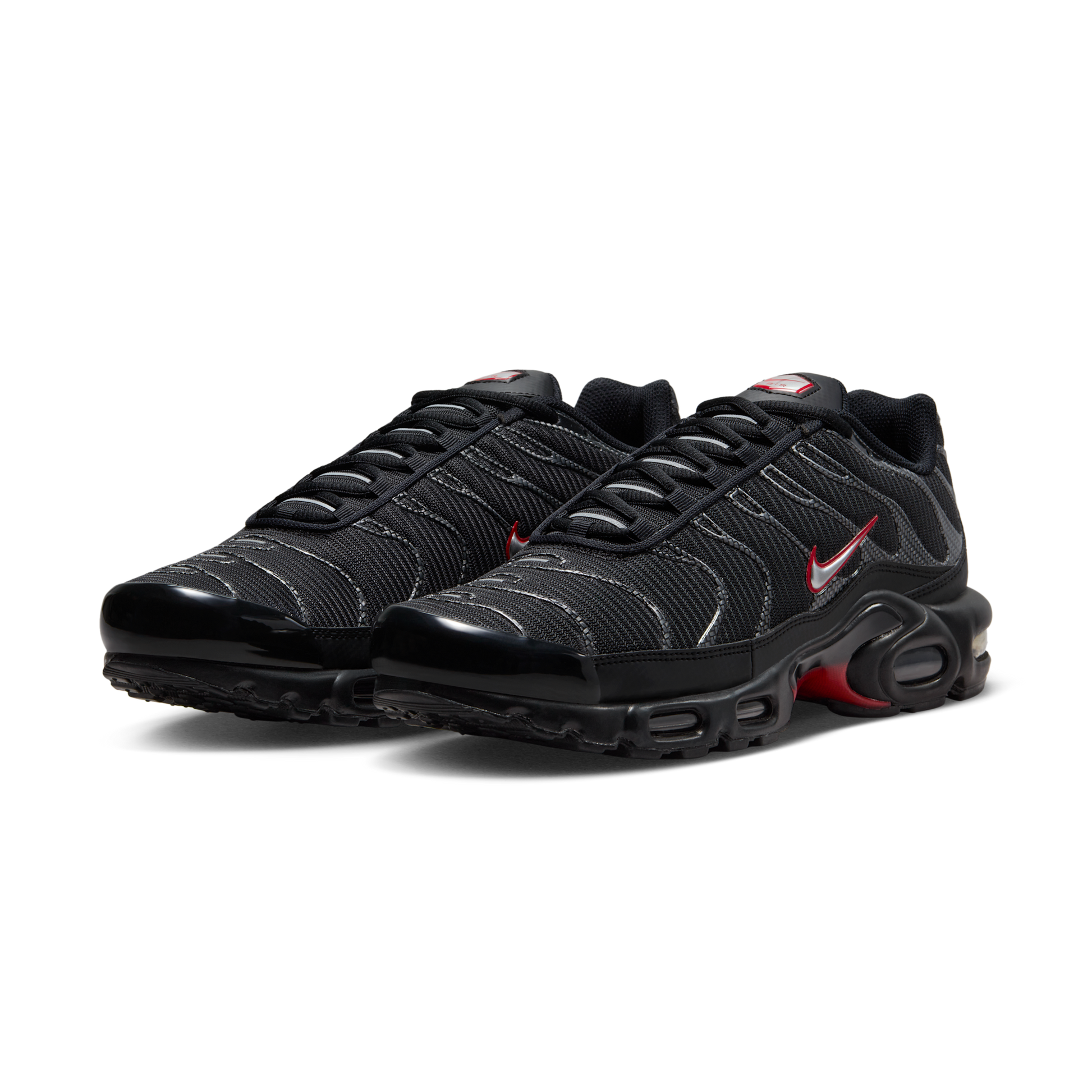 Nike Air Max Plus Black University Red Metallic Silver