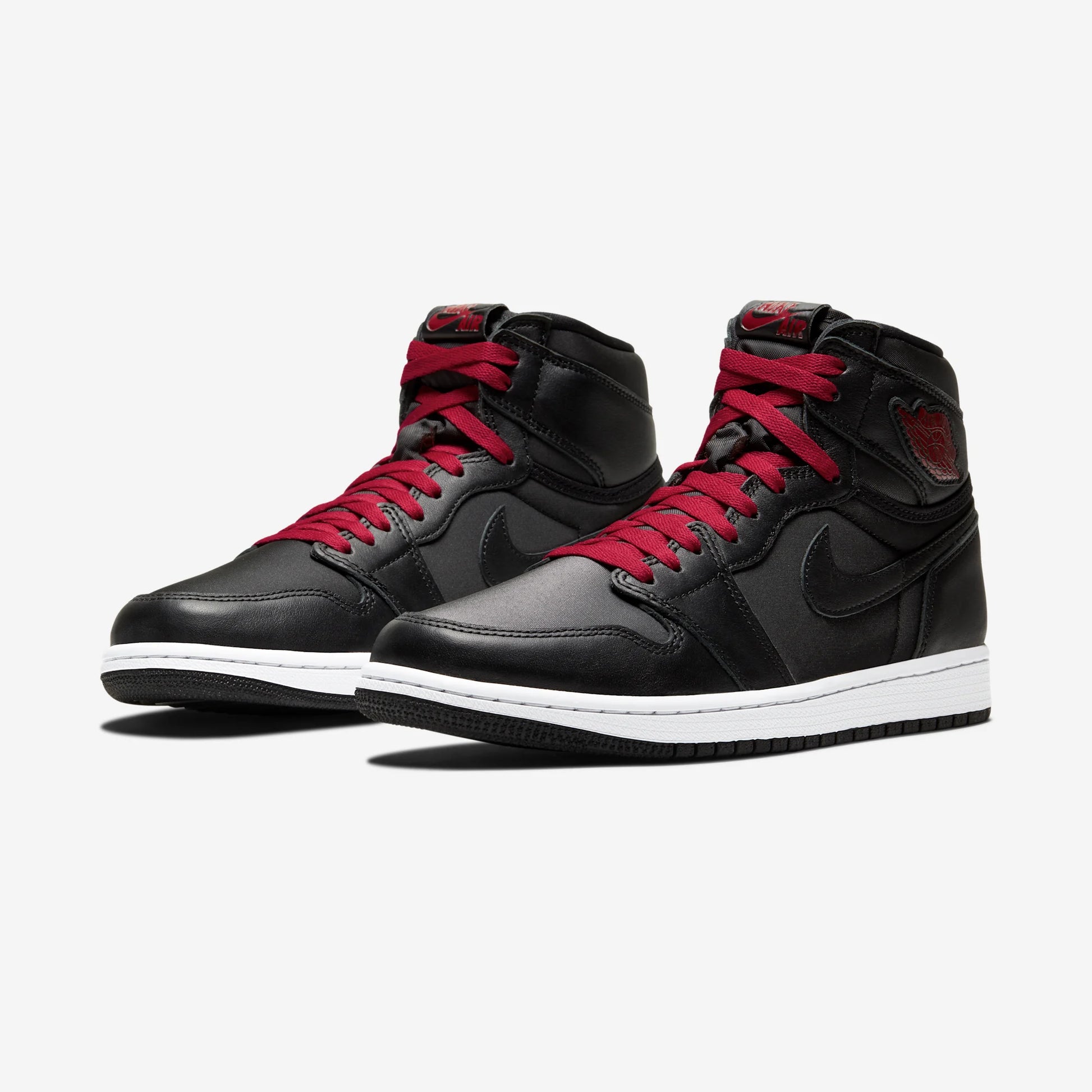 Jordan 1 Retro High Black Satin Gym Red