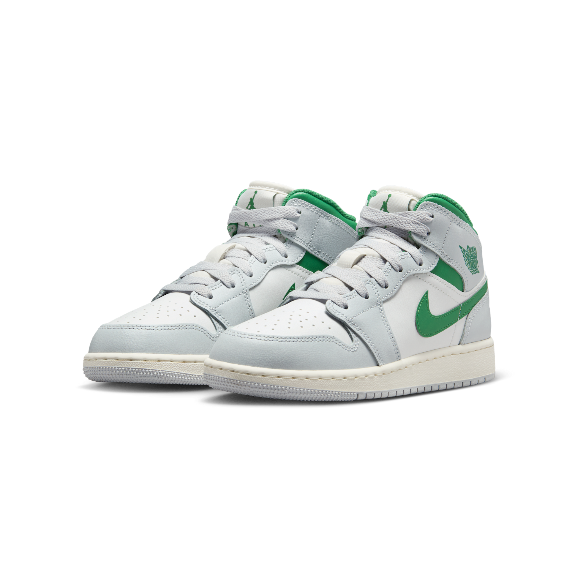 Jordan 1 Mid White Pure Platinum Pine Green