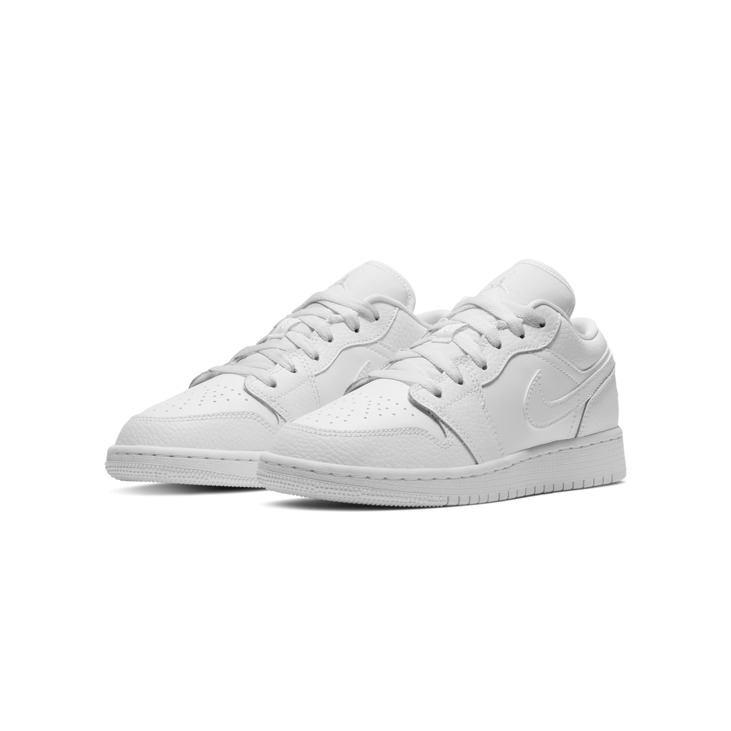 Jordan 1 Low Triple White Tumbled Leather (GS)