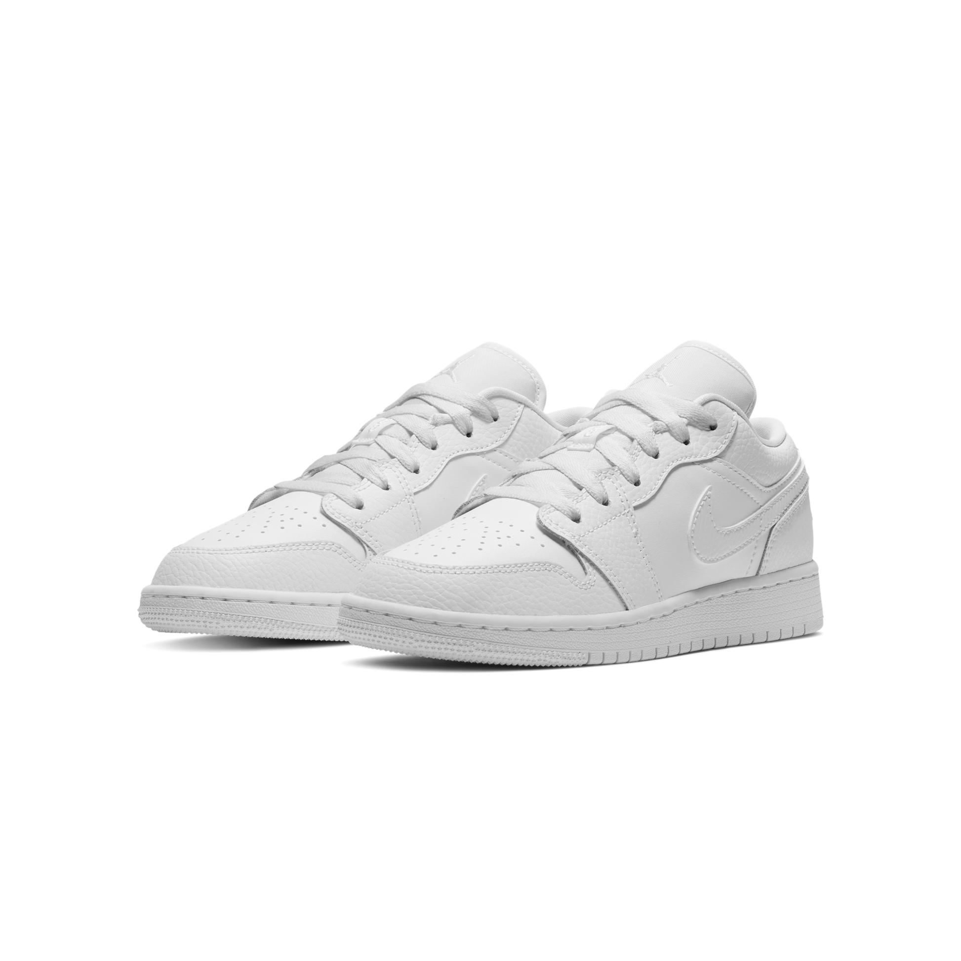 Jordan 1 Low Triple White Tumbled Leather (GS)