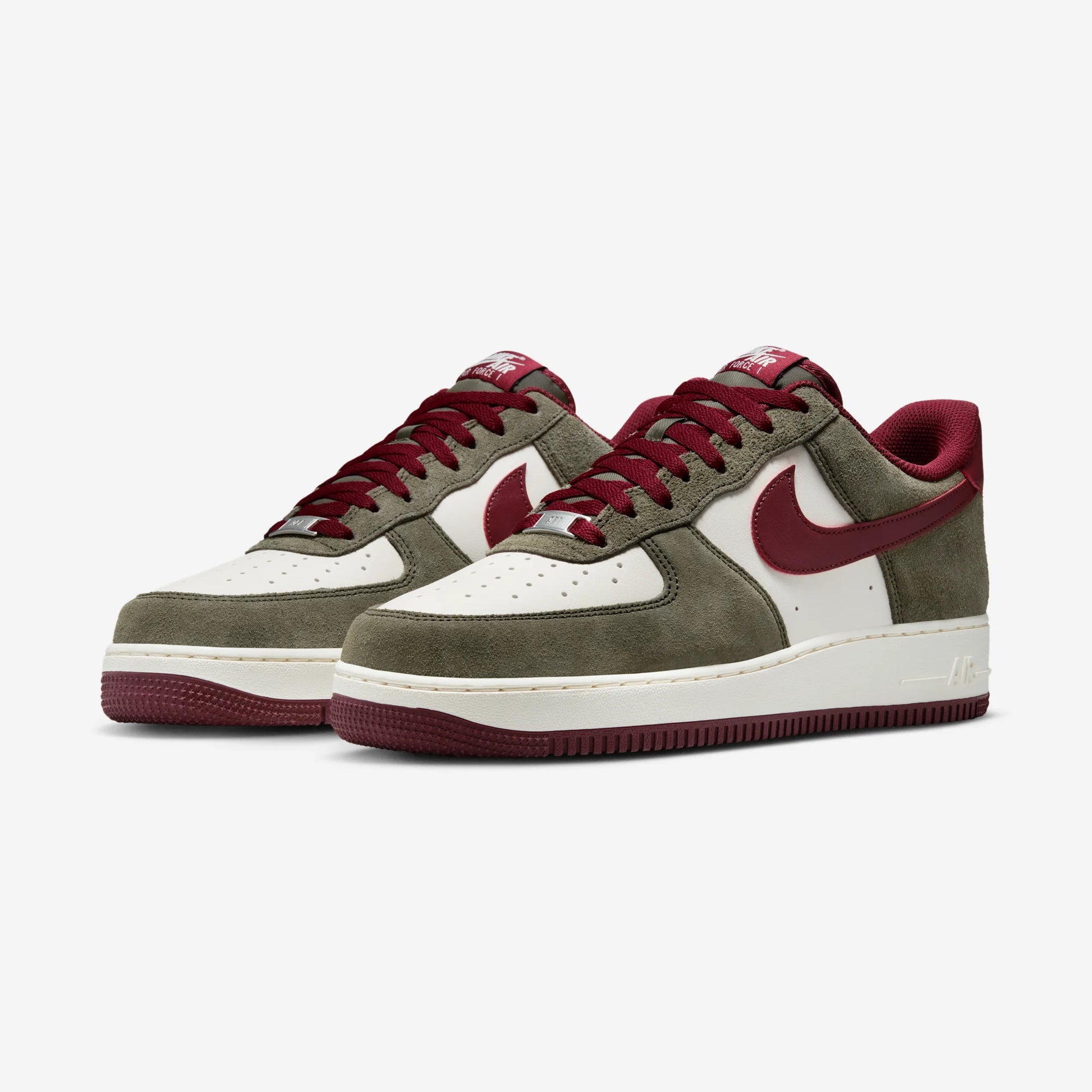 Nike Air Force 1 Low '07 LV8 Cargo Khaki Pale Ivory Dark Team Red