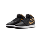 Jordan 1 Mid Black Metallic Gold Swoosh (GS)