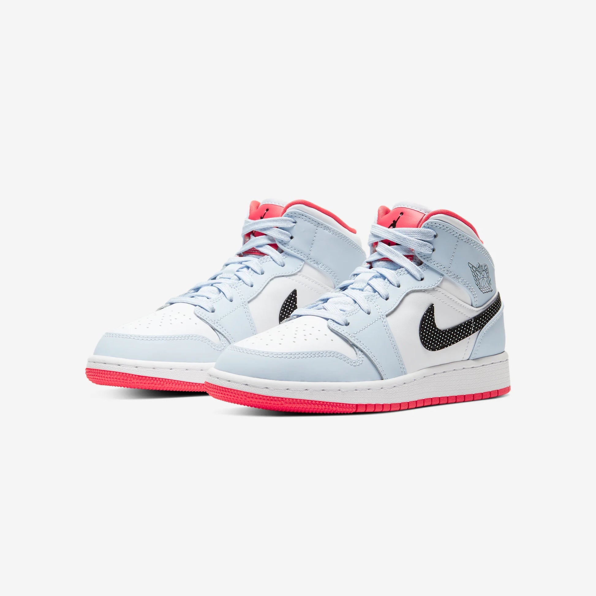 Jordan 1 Mid Half Blue Polka Dot Swoosh (GS)