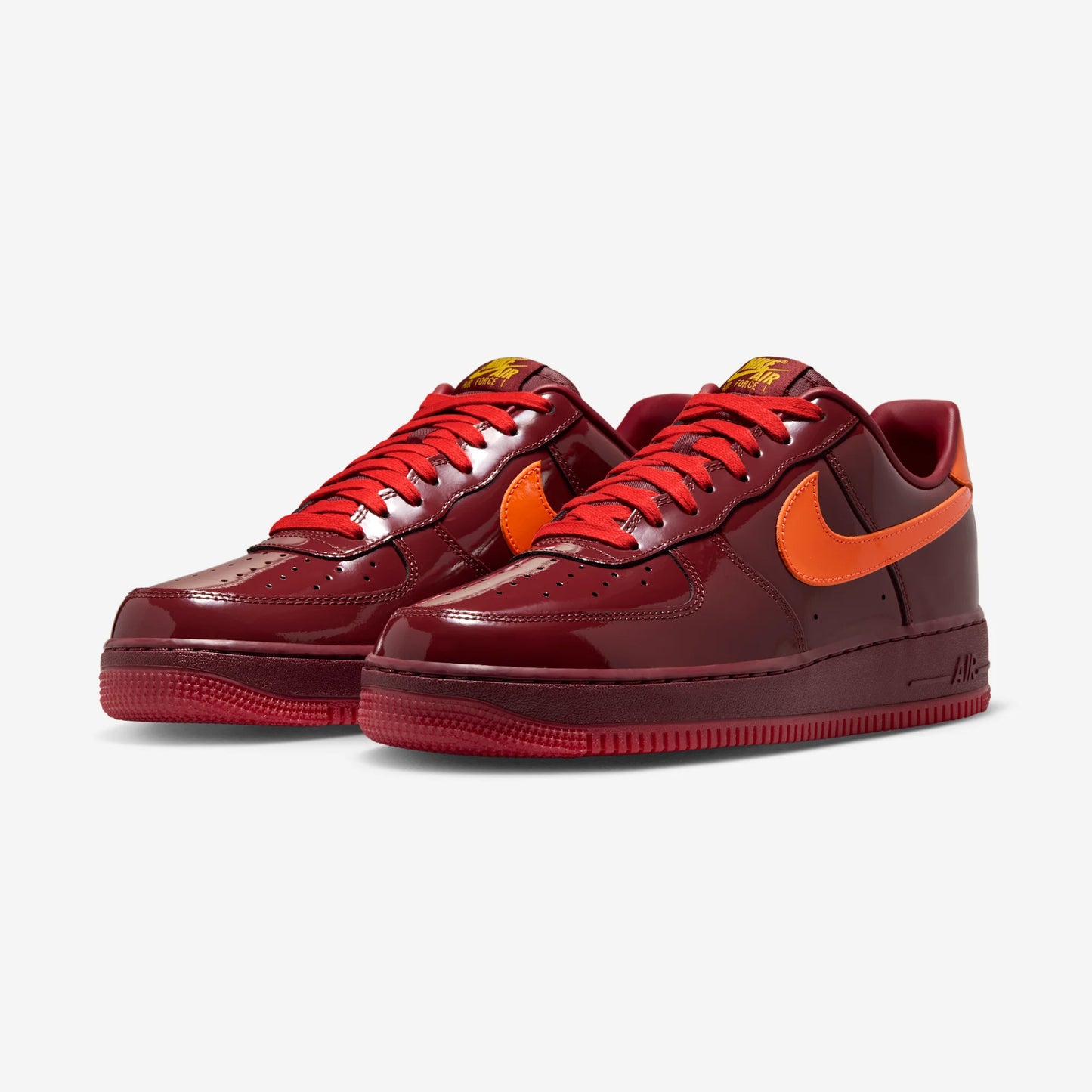 Nike Air Force 1 Low Patent Leather Dark Team Red Safety Orange