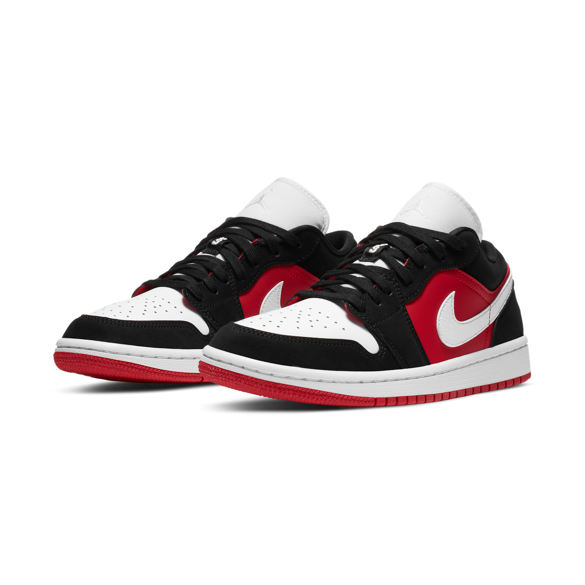 Jordan 1 Low Black White Gym Red (Women's)