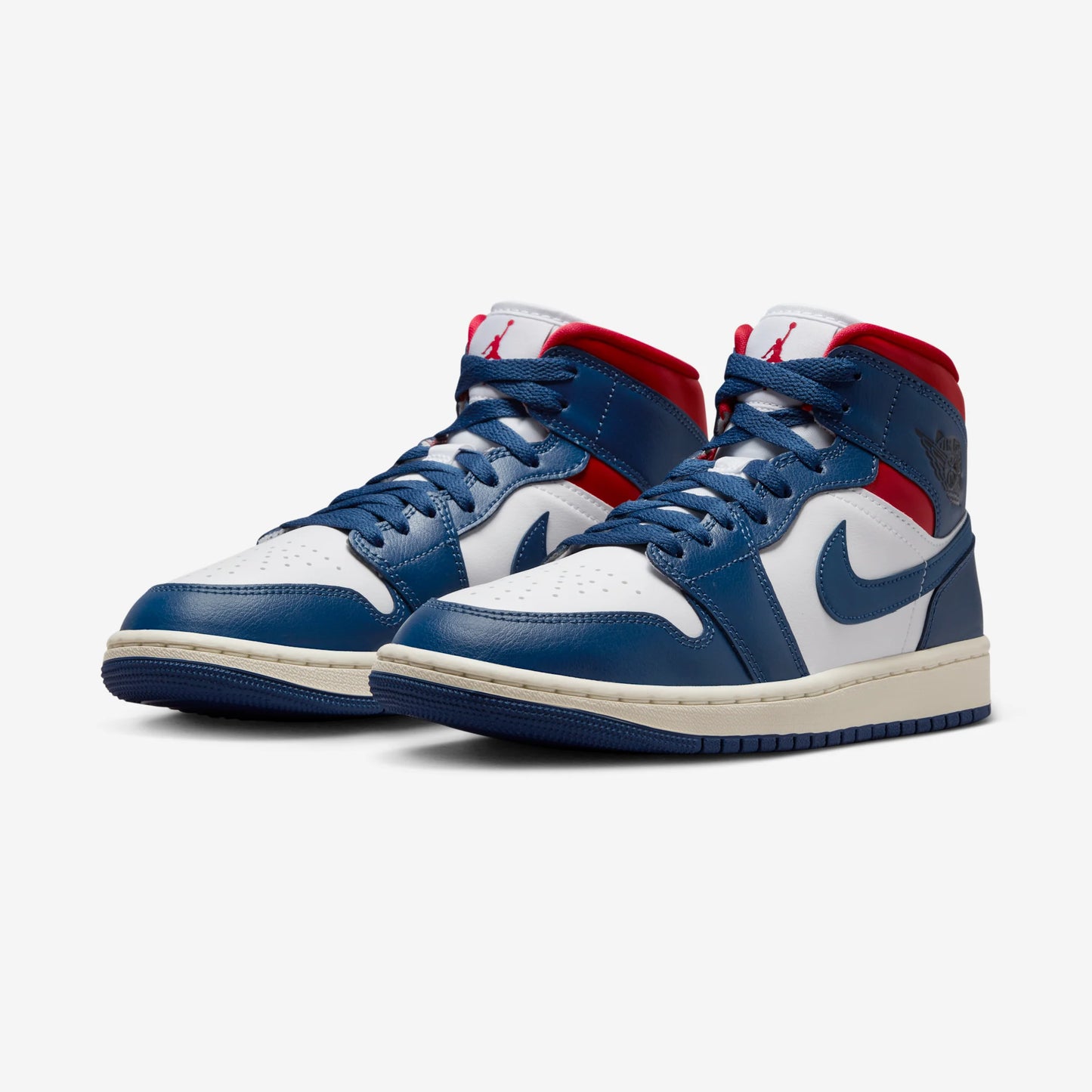 Jordan 1 Mid French Blue Gym Red (Women's)