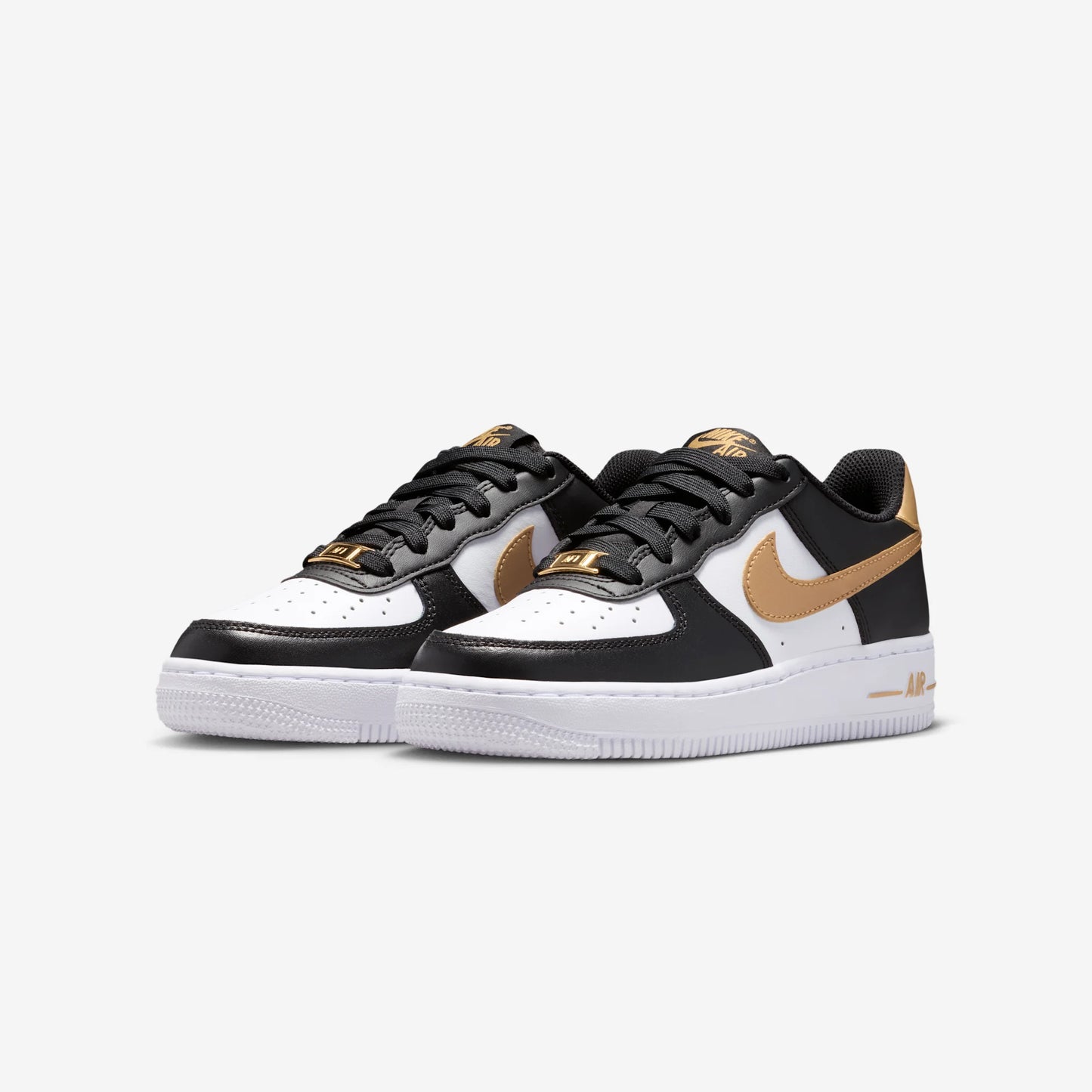 Nike Air Force 1 Low Black White Metallic Gold (GS)