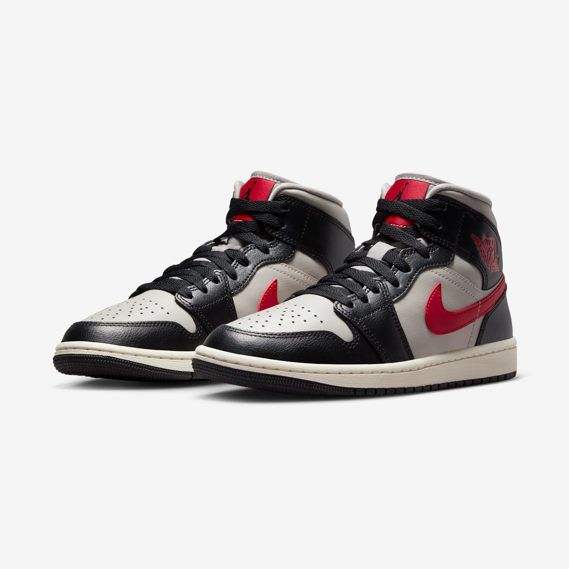 Jordan 1 Mid Black College Grey Gym Red (Women's)