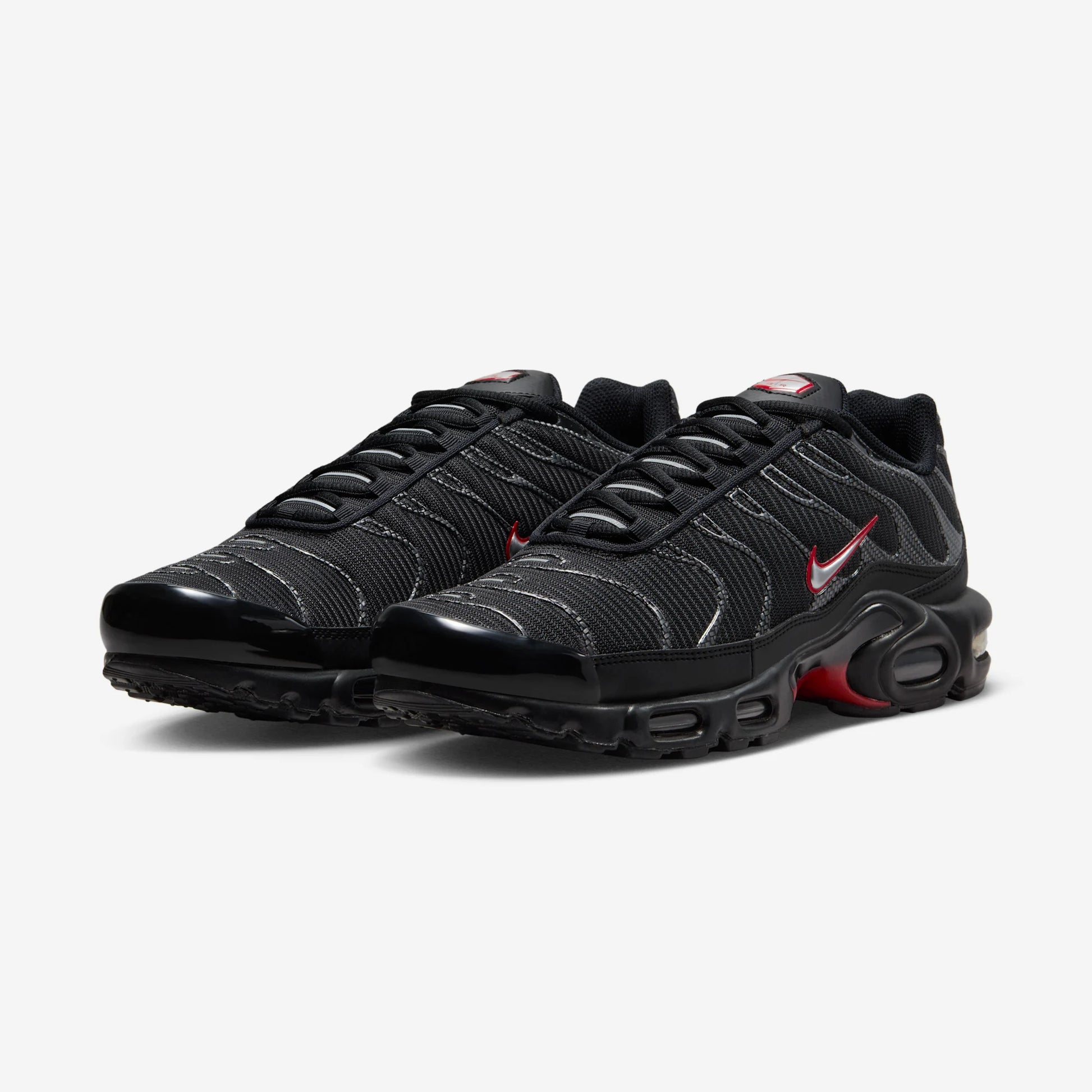 Nike Air Max Plus Black University Red Metallic Silver