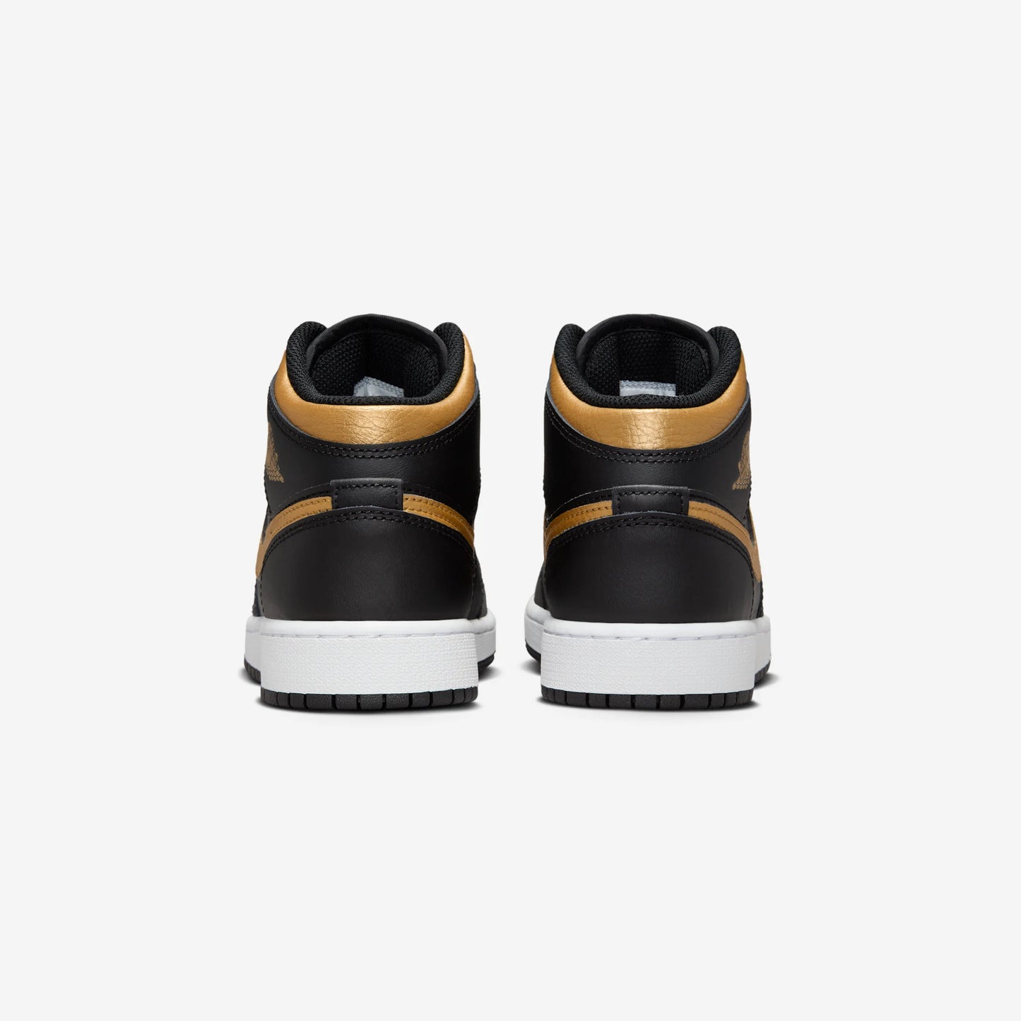 Jordan 1 Mid Black Metallic Gold Swoosh (GS)