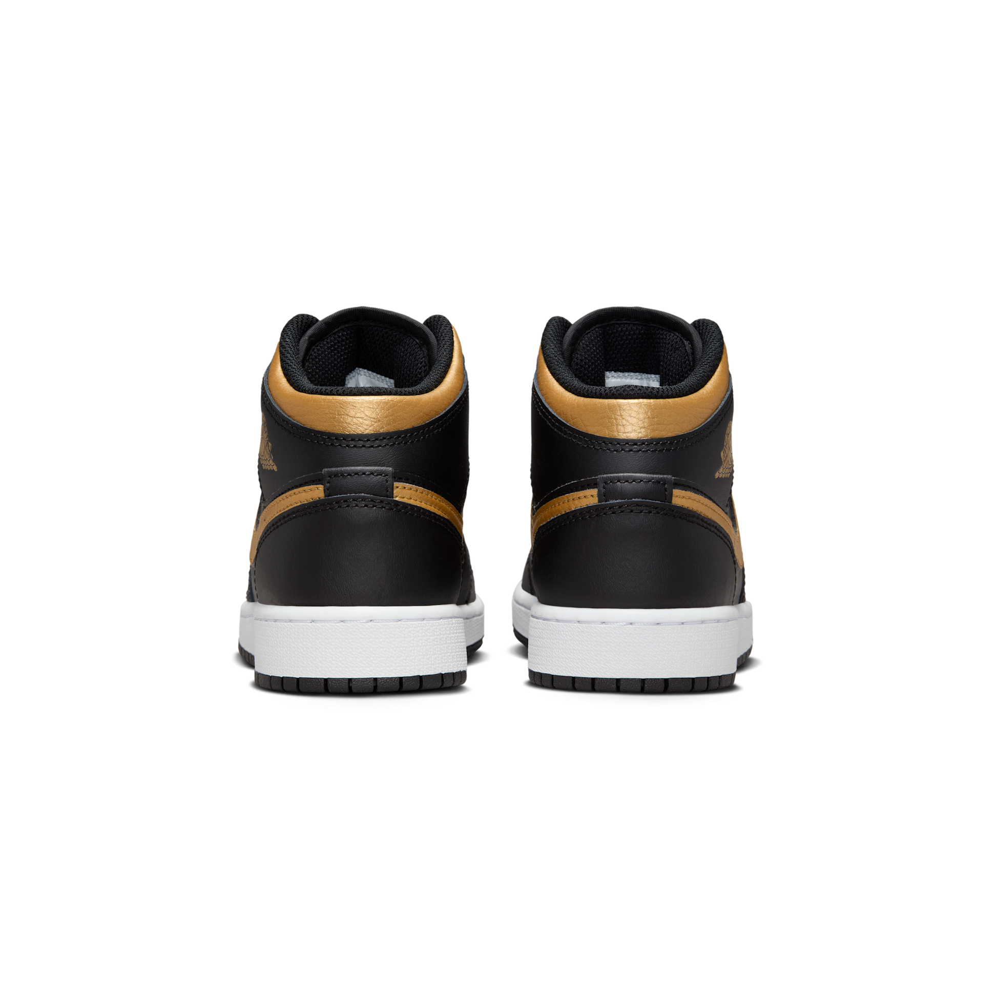 Jordan 1 Mid Black Metallic Gold Swoosh (GS)