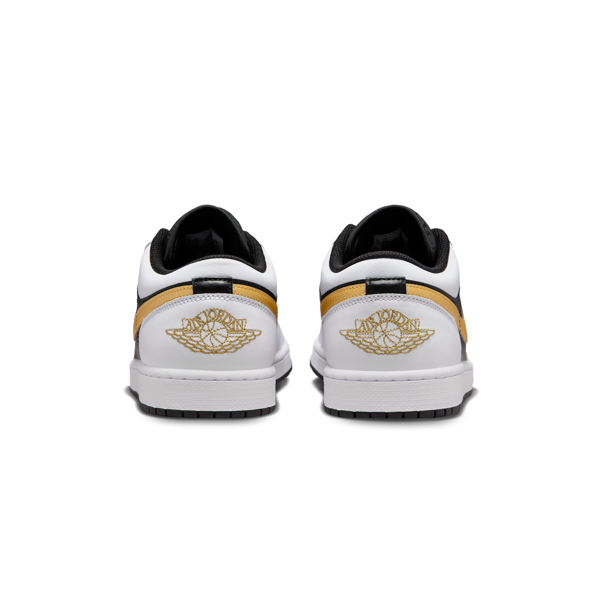 Jordan 1 Low White Black Metallic Gold Swoosh
