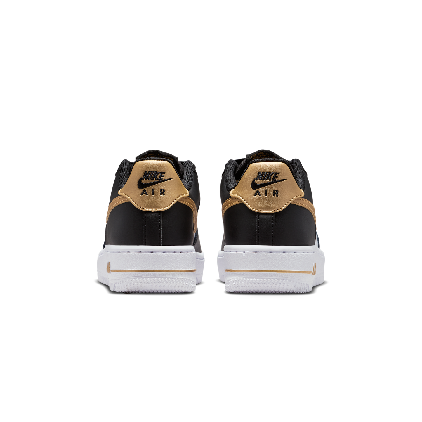 Nike Air Force 1 Low Black White Metallic Gold (GS)