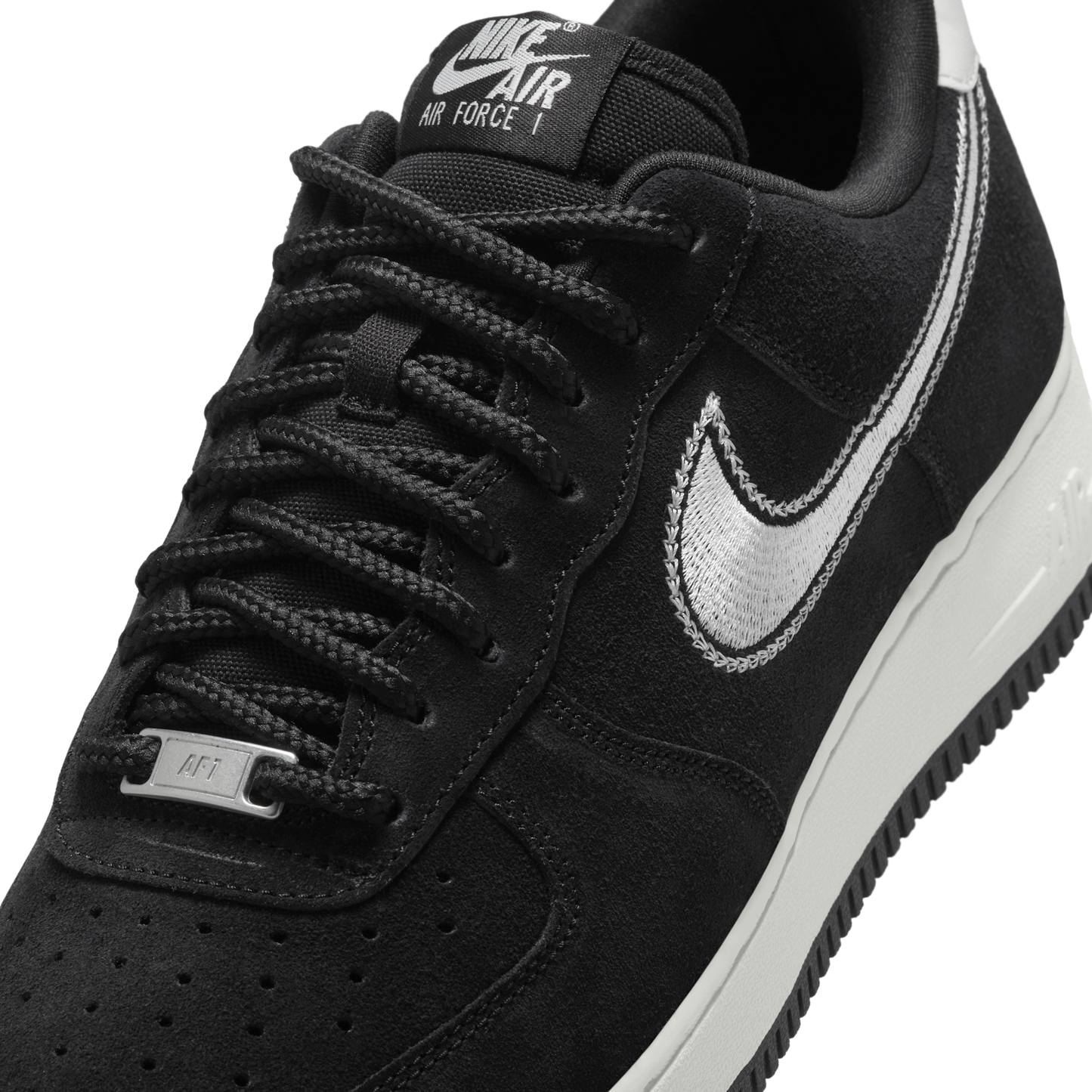 Nike Air Force 1 Low '07 LV8 Black Sail Embroidered Swoosh