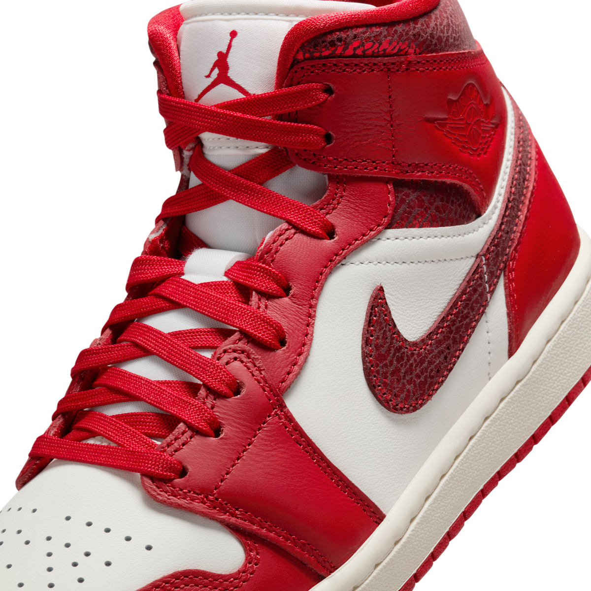 Jordan 1 Mid SE Red Cracked Leather (Women's)