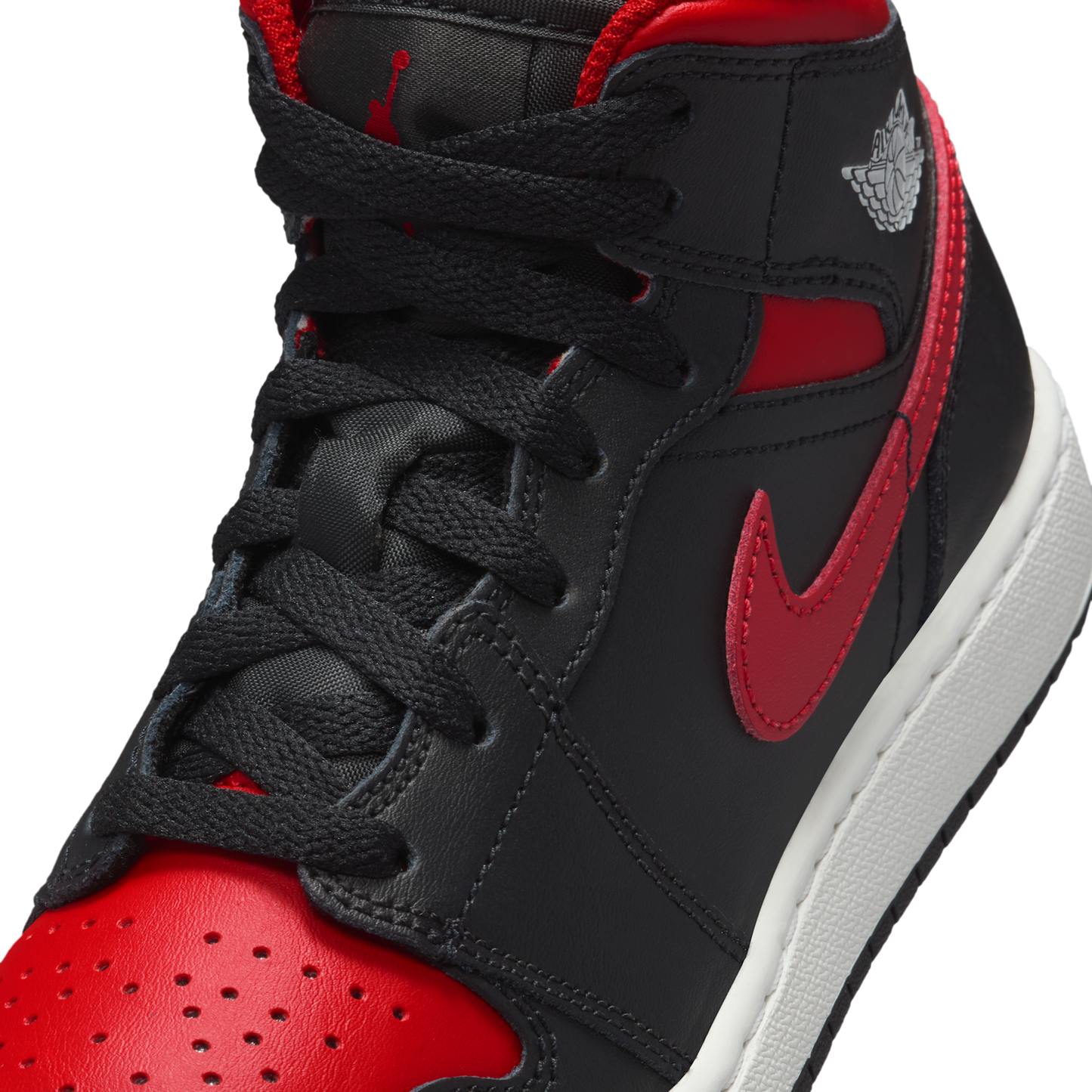 Jordan 1 Mid Black Summit White Varsity Red (GS)