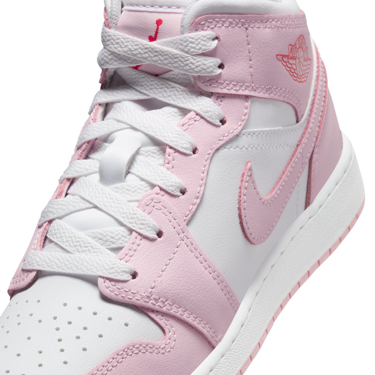 Jordan 1 Mid Pink Foam Fire Red (GS)
