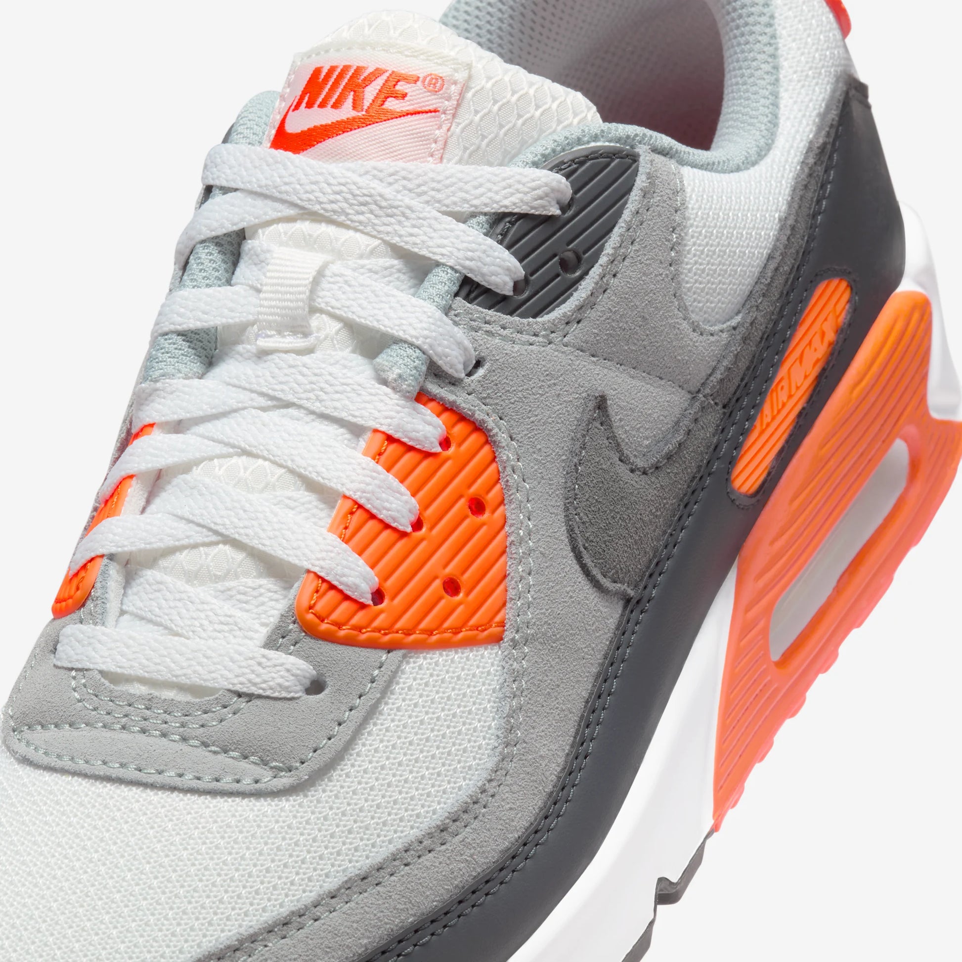 Nike Air Max 90 Summit White Safety Orange Dark Smoke Grey Smoke Grey