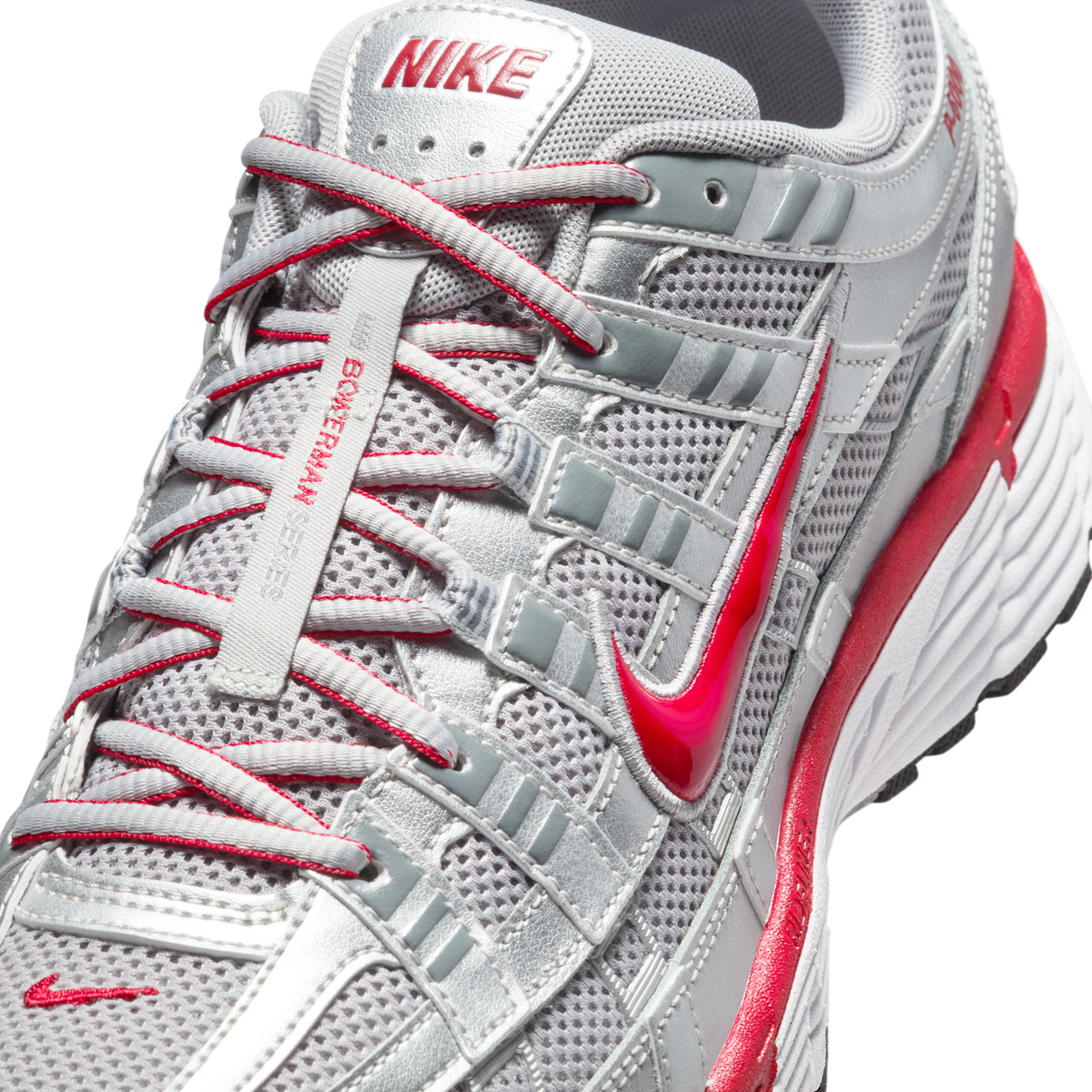 Nike P-6000 Metallic Silver Gym Red