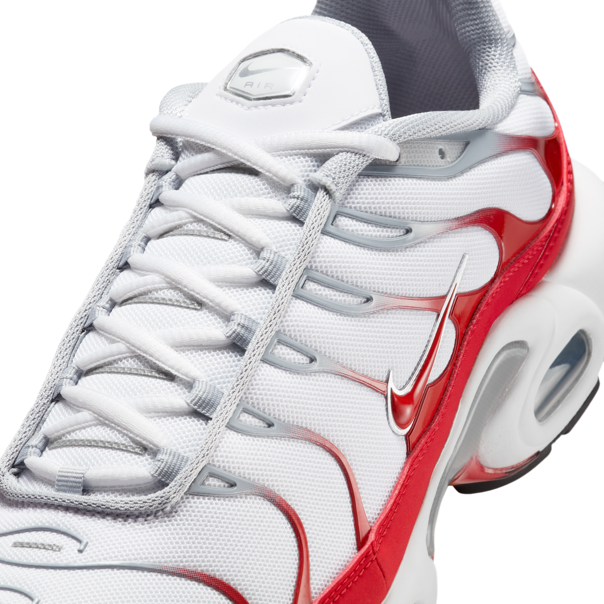 Nike Air Max Plus White University Red Wolf Grey