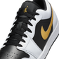 Jordan 1 Low White Black Metallic Gold Swoosh
