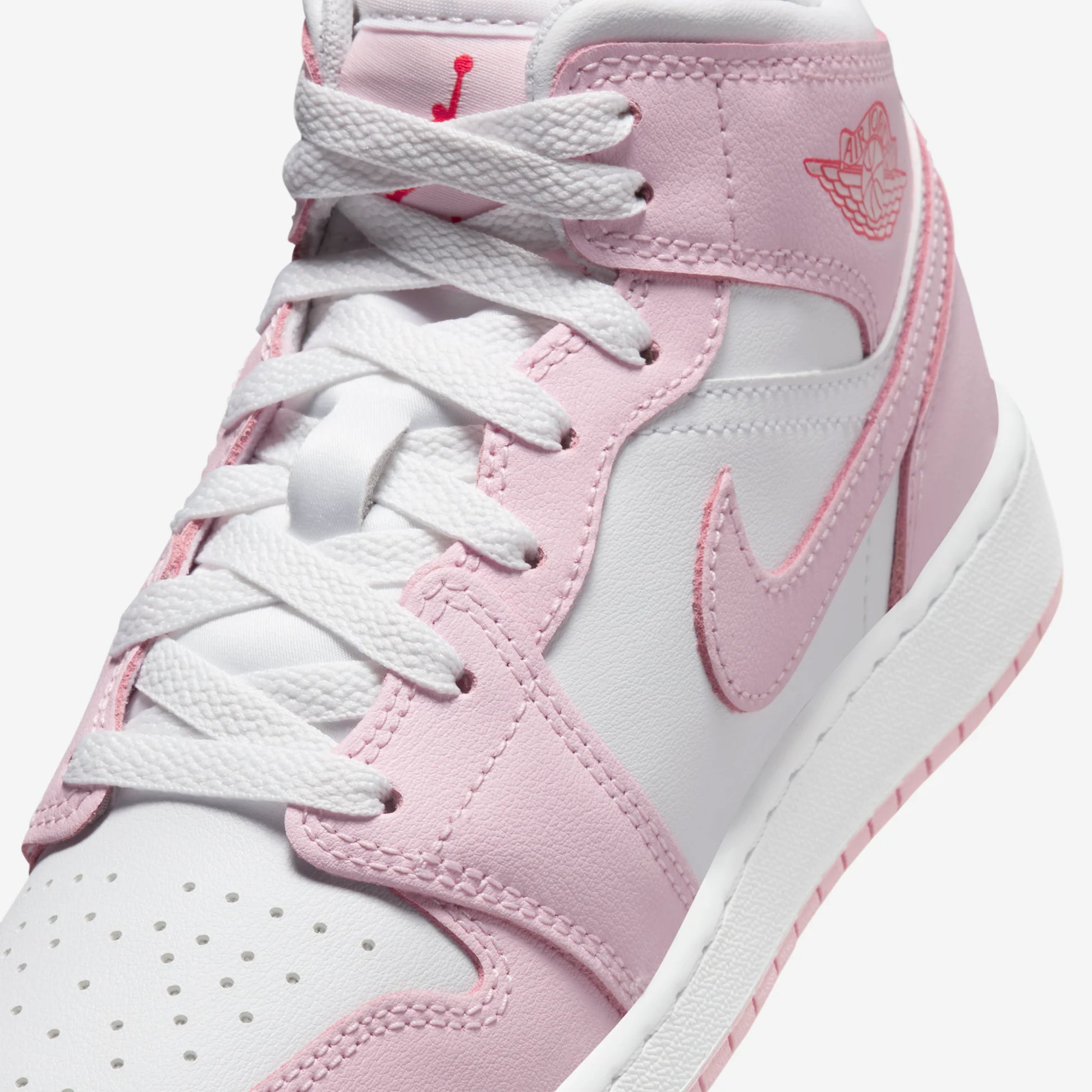 Jordan 1 Mid Pink Foam Fire Red (GS)