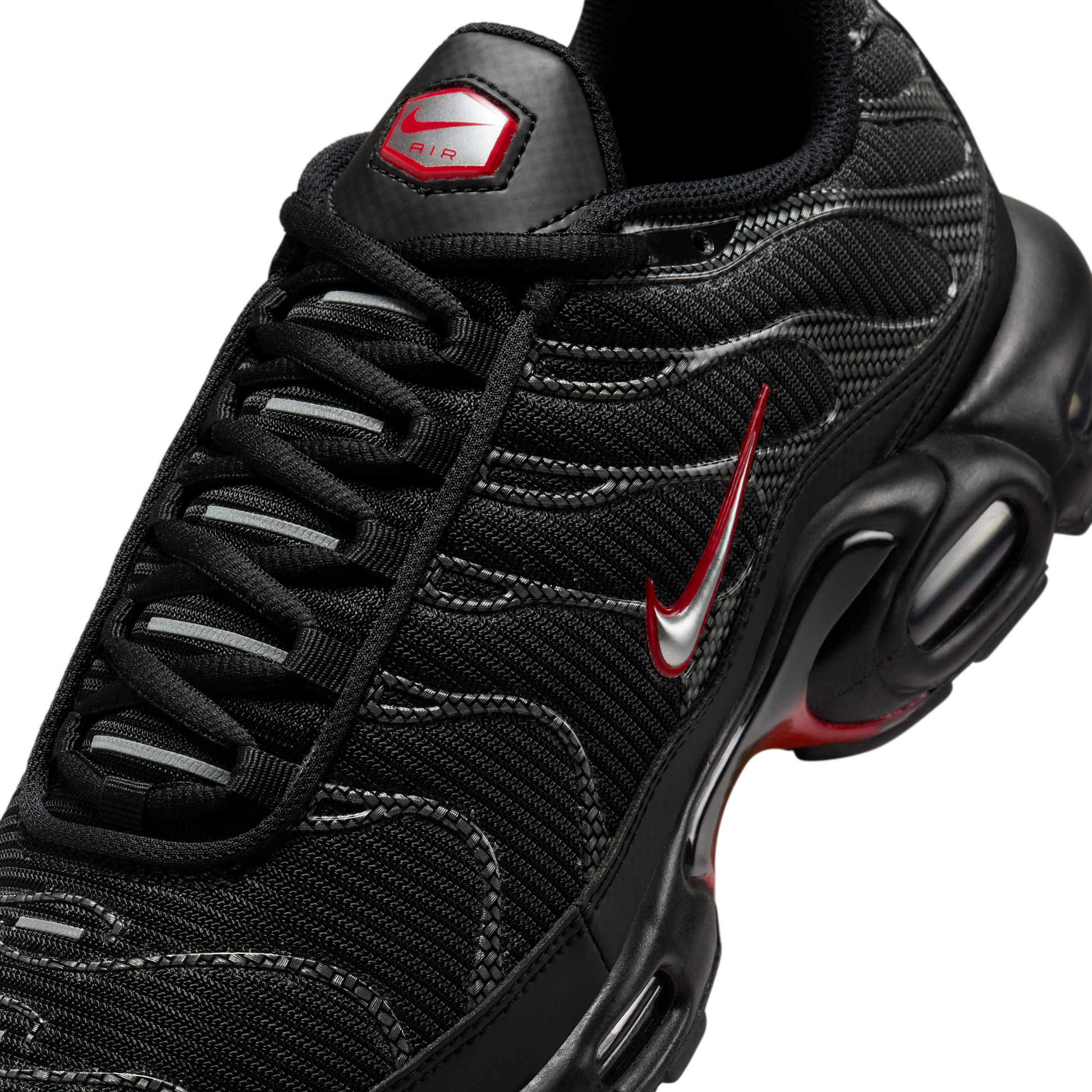 Nike Air Max Plus Black University Red Metallic Silver