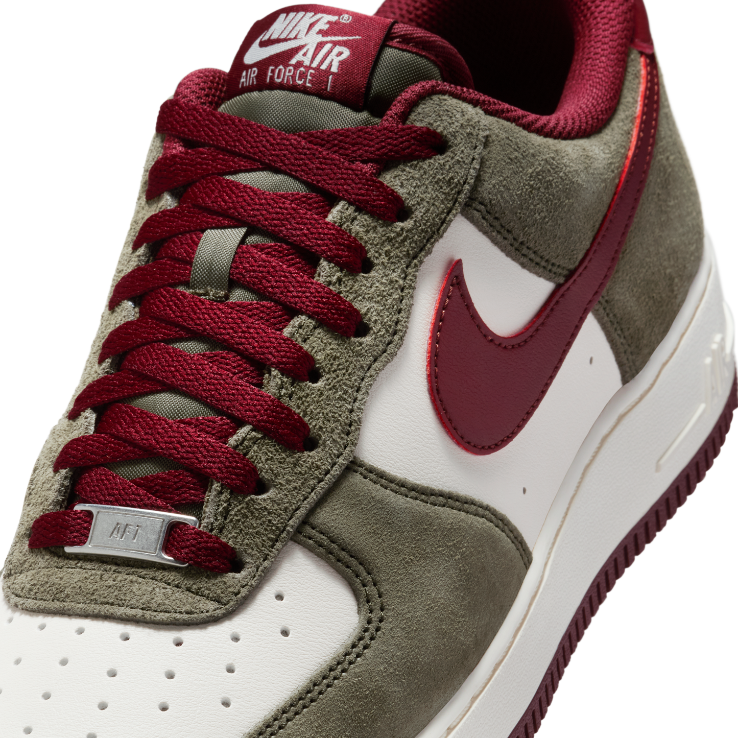 Nike Air Force 1 Low '07 LV8 Cargo Khaki Pale Ivory Dark Team Red