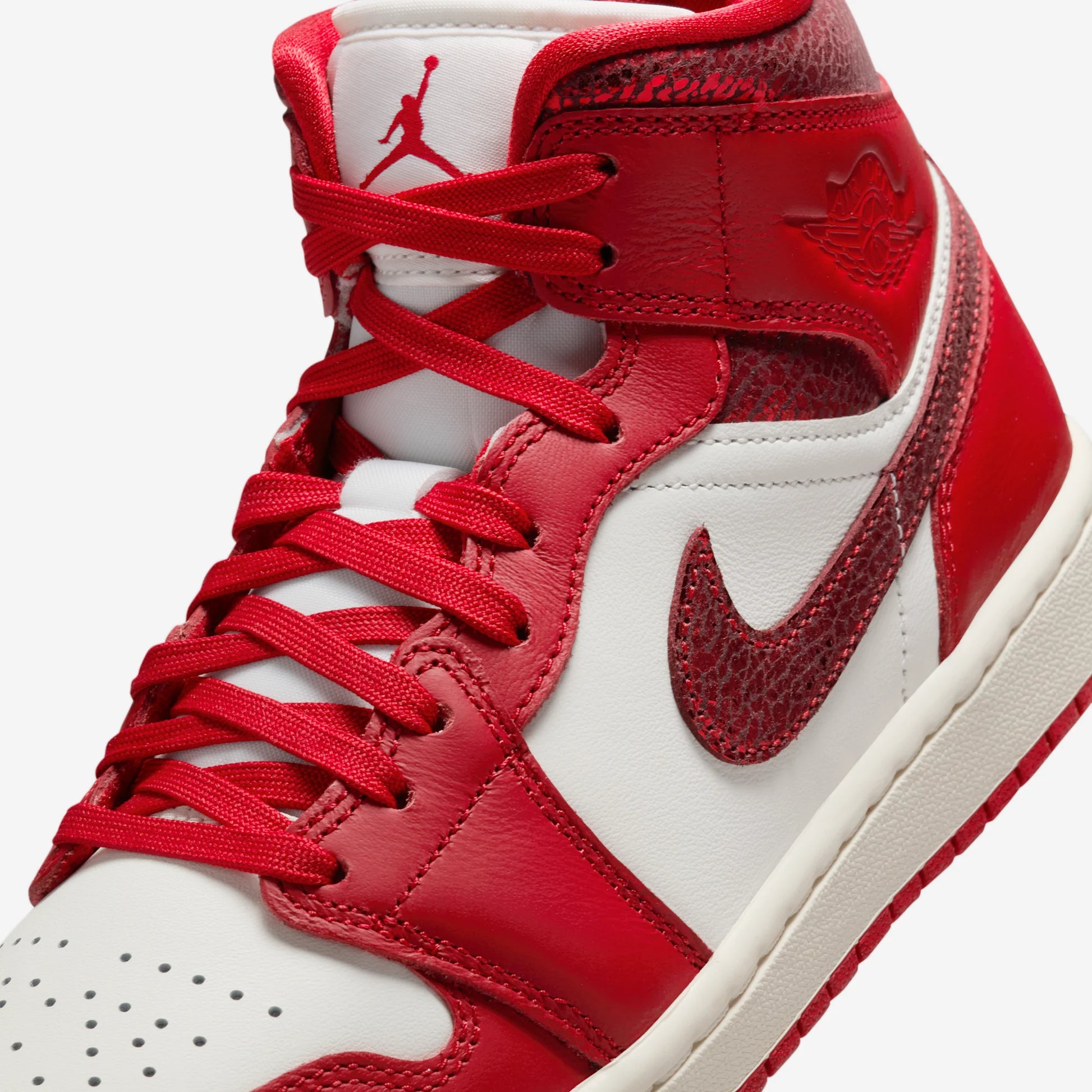 Jordan 1 Mid SE Red Cracked Leather (Women's)