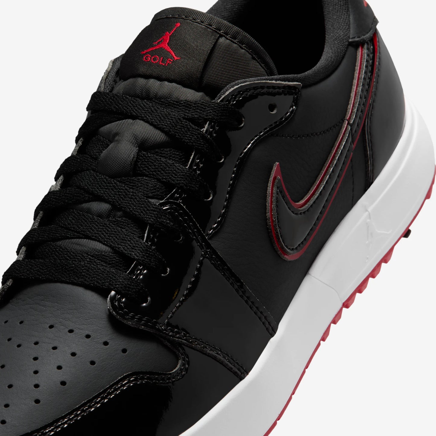 Jordan 1 Low Golf Spiked Bred Black Patent