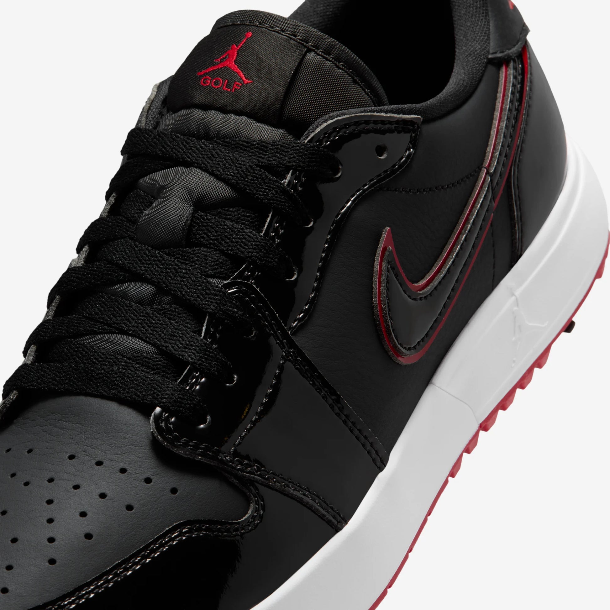 Jordan 1 Low Golf Spiked Bred Black Patent