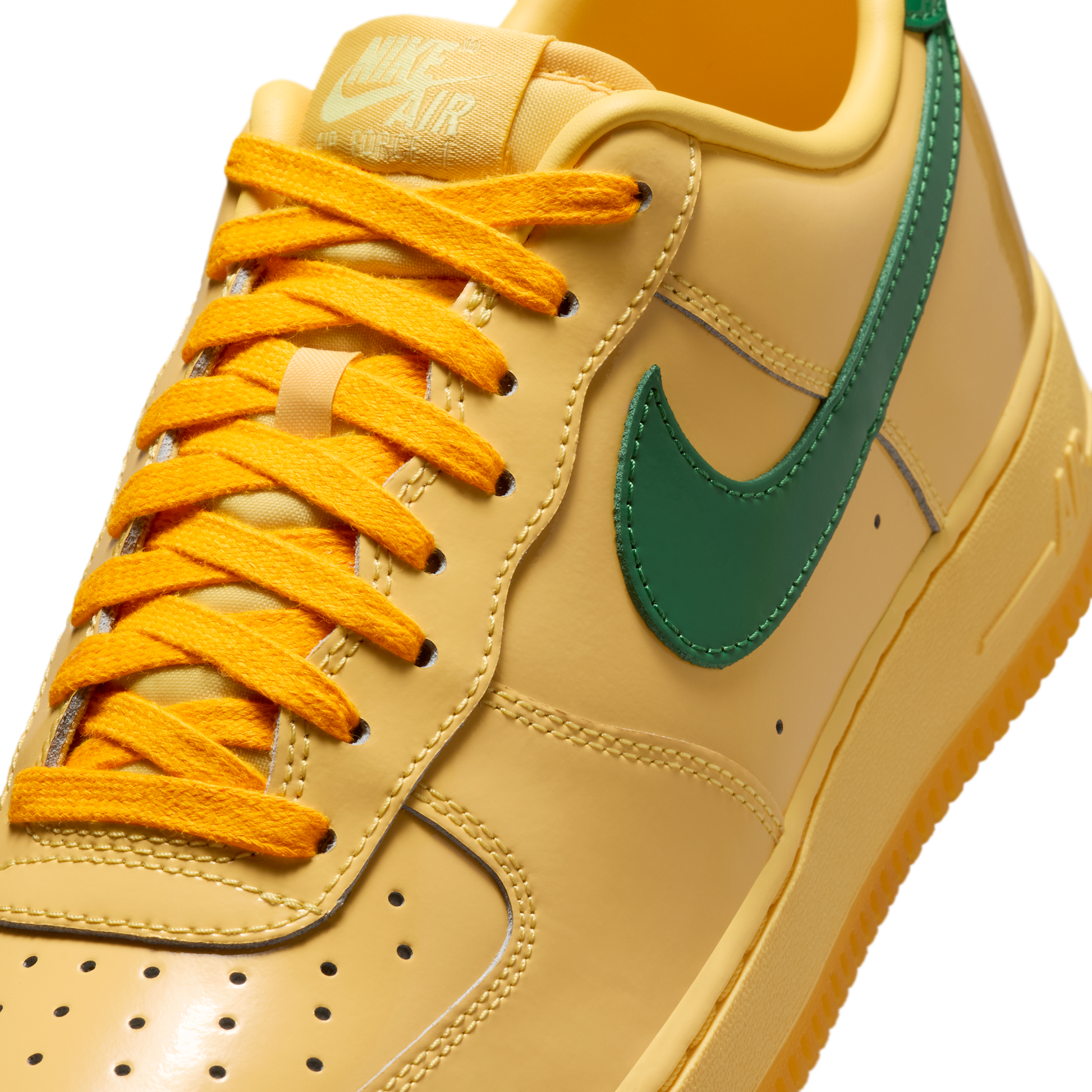 Nike Air Force 1 Low Patent Leather Topaz Gold Pine Green