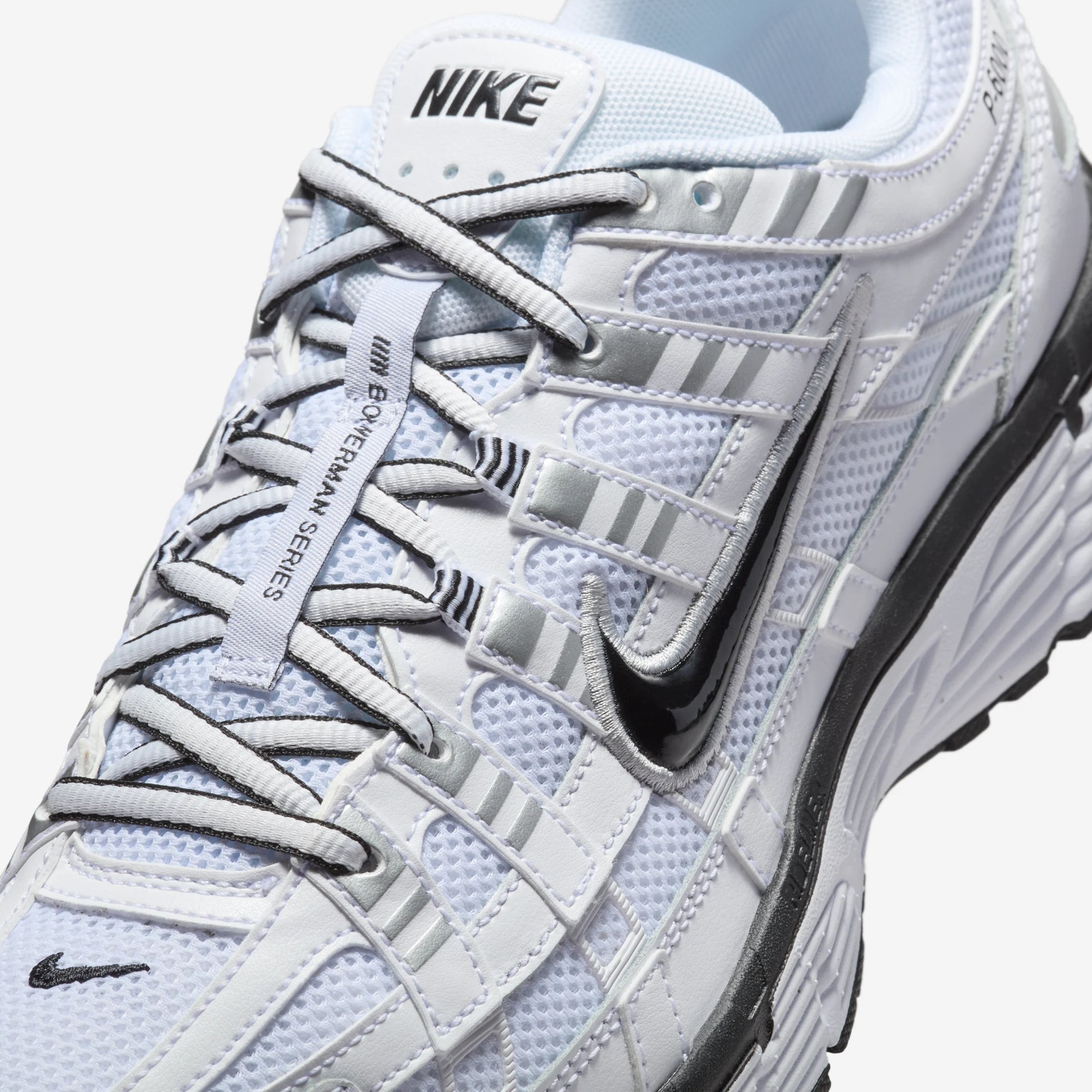 Nike P-6000 White Metallic Silver Black