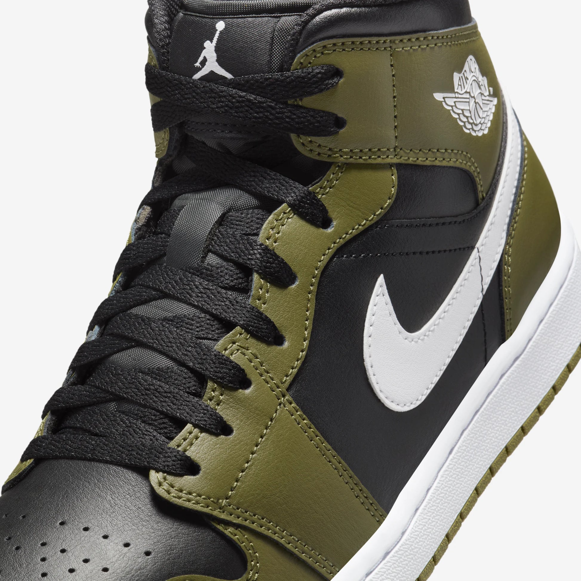 Jordan 1 Mid Black White Olive