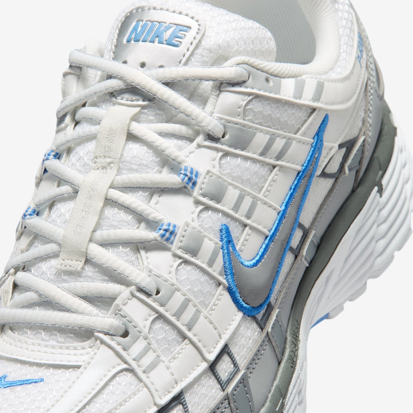 Nike P-6000 White Metallic Silver Blue