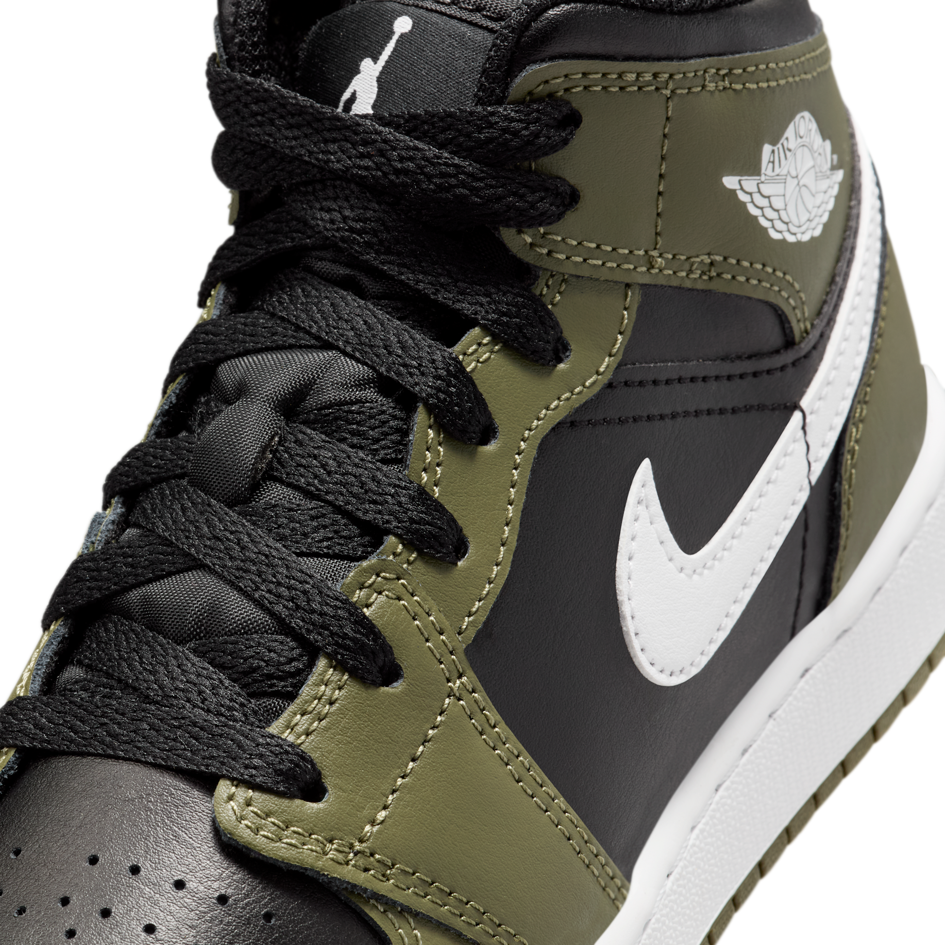 Jordan 1 Mid Black White Olive