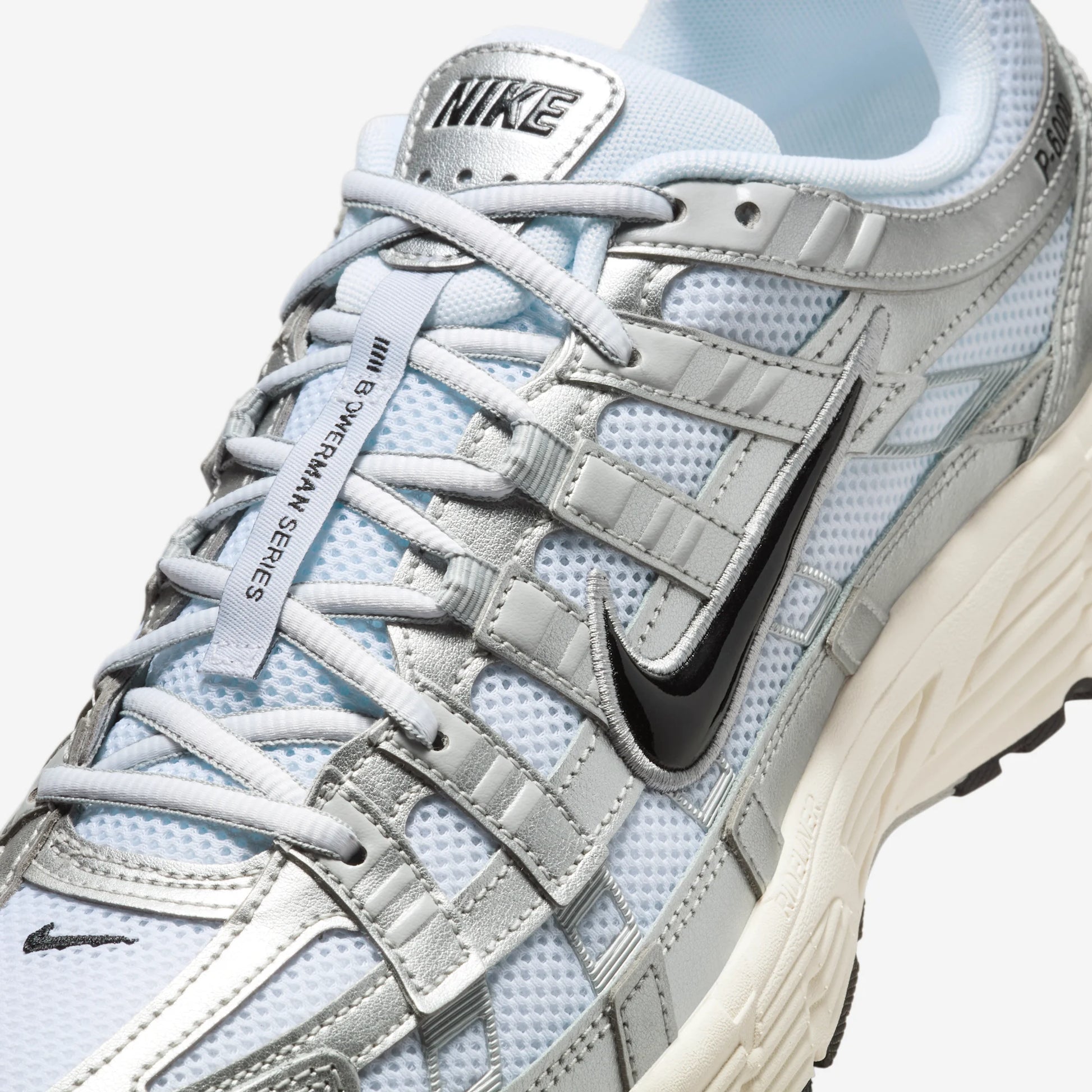 Nike P-6000 White Metallic Silver Flat Silver Black