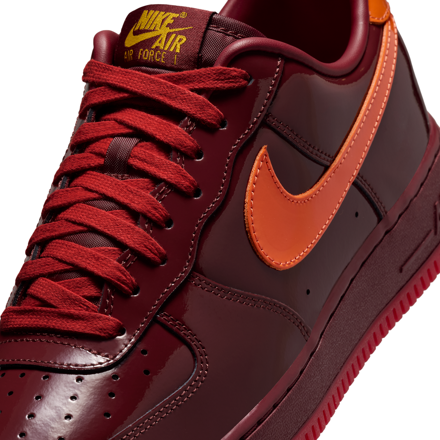 Nike Air Force 1 Low Patent Leather Dark Team Red Safety Orange