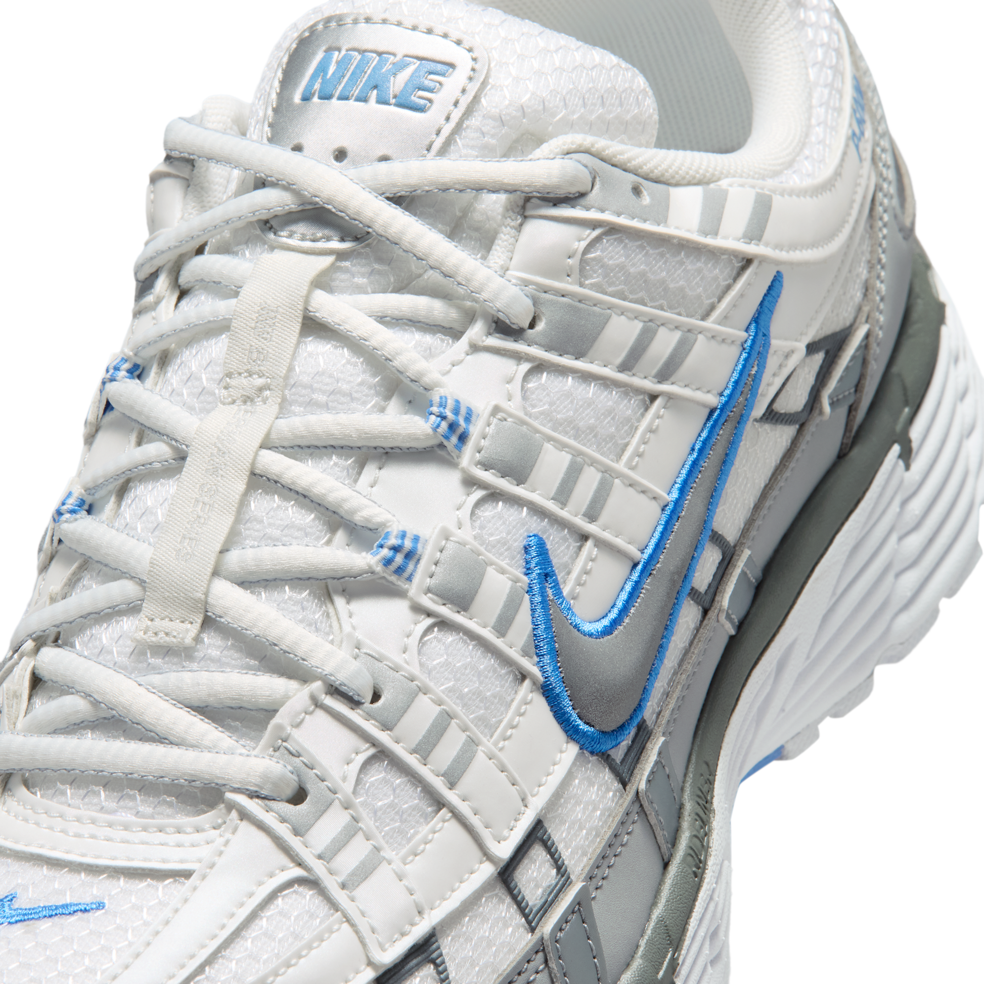 Nike P-6000 White Metallic Silver Blue