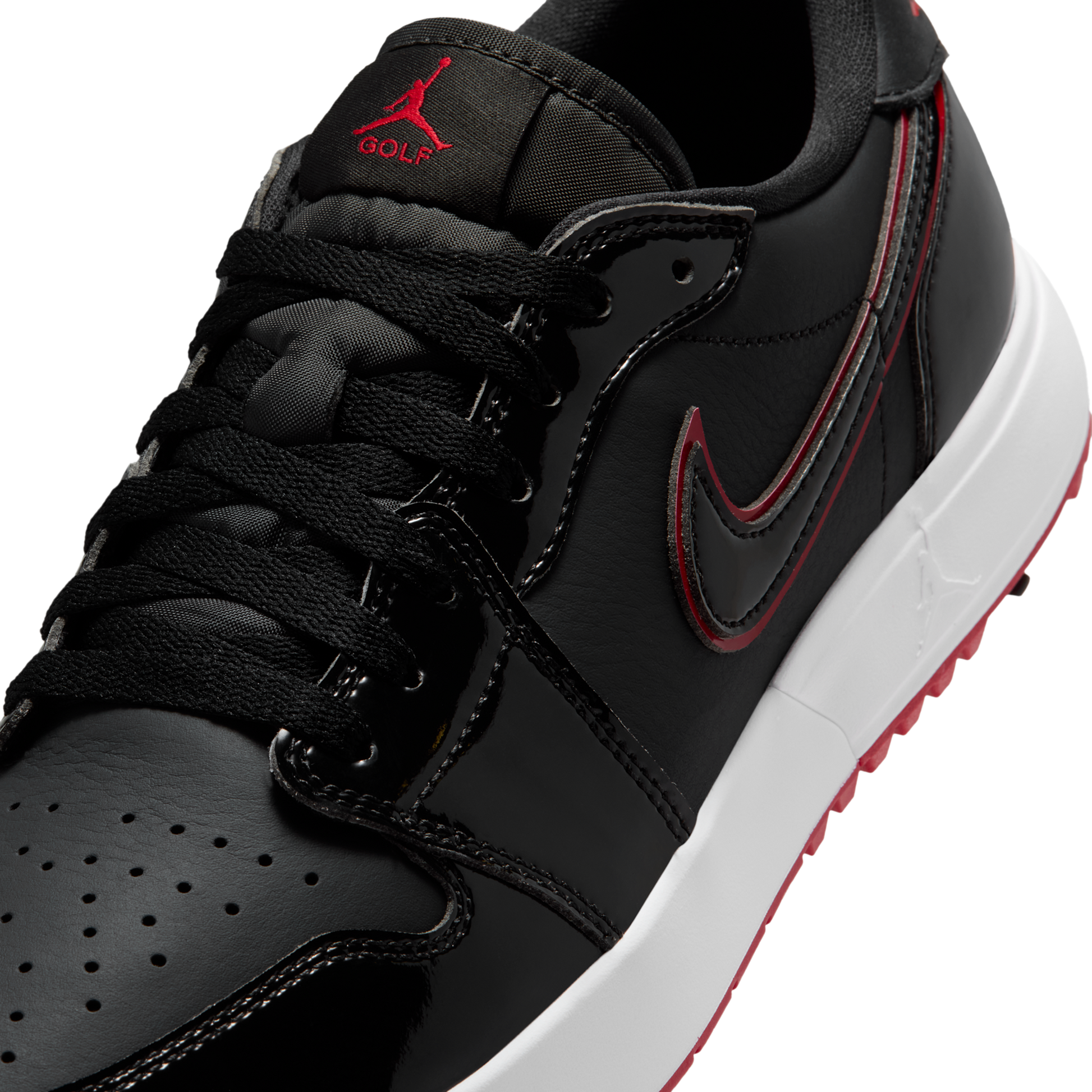 Jordan 1 Low Golf Spiked Bred Black Patent
