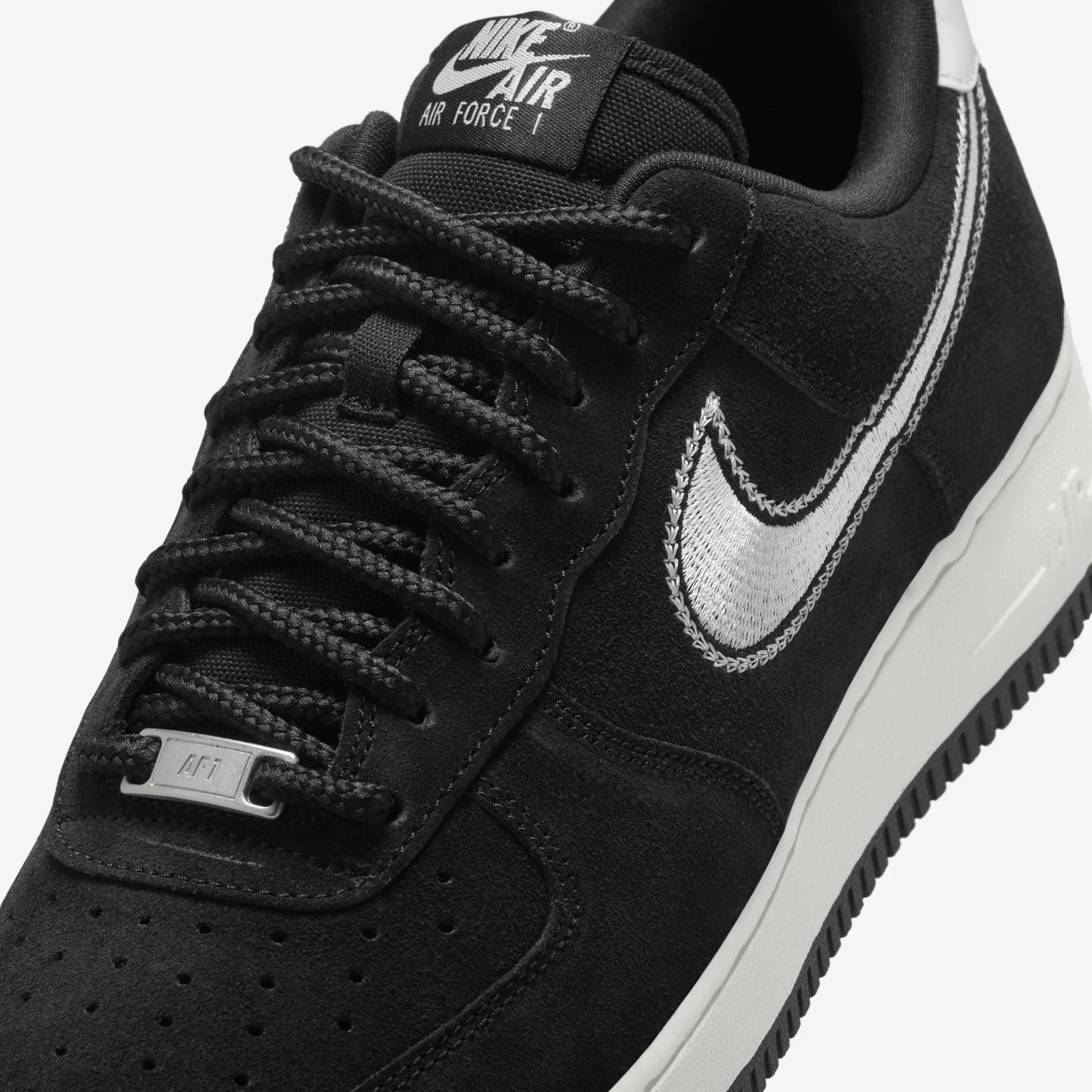 Nike Air Force 1 Low '07 LV8 Black Sail Embroidered Swoosh
