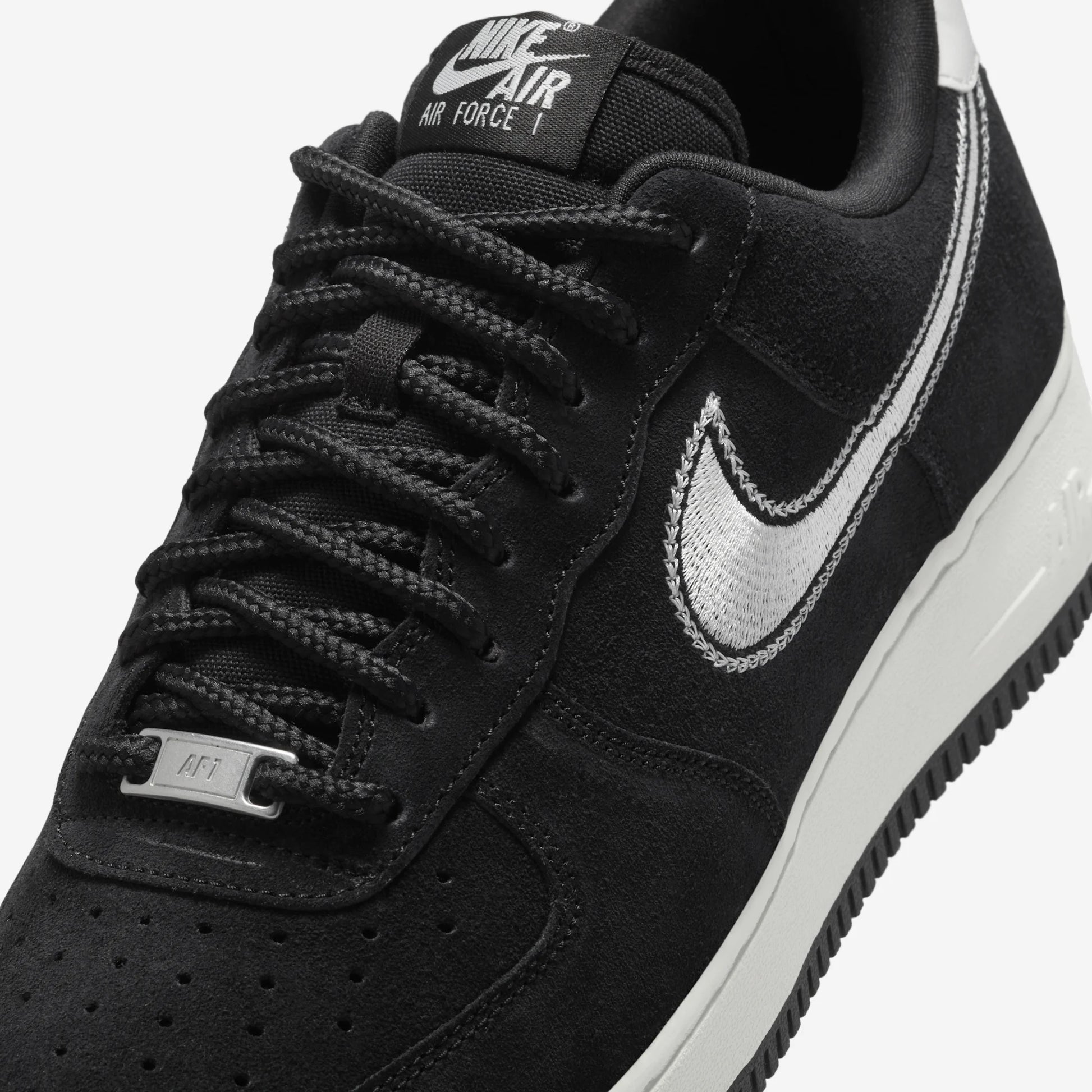 Nike Air Force 1 Low '07 LV8 Black Sail Embroidered Swoosh